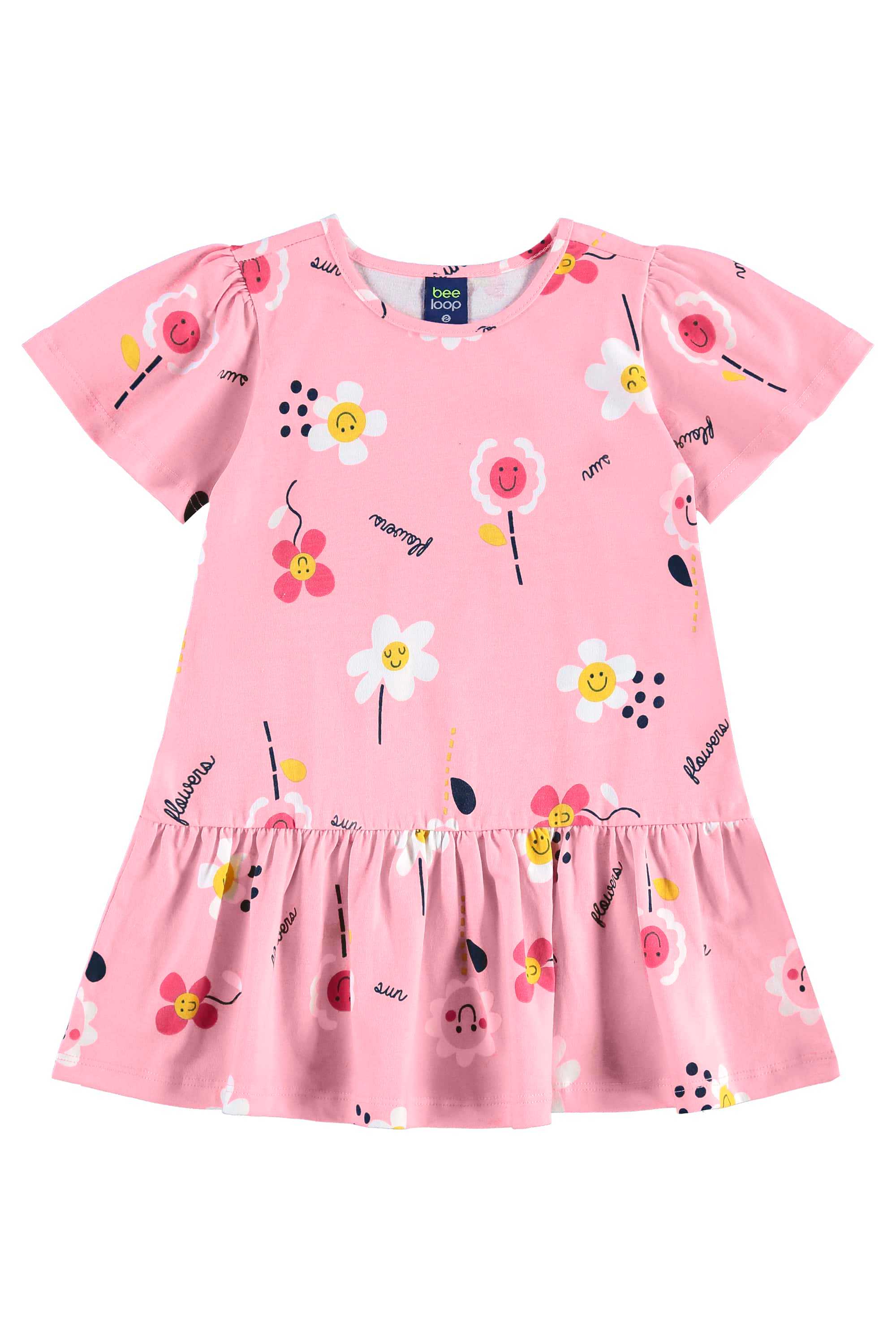 Vestido Estampado para Menina (Rosa) Bee Loop