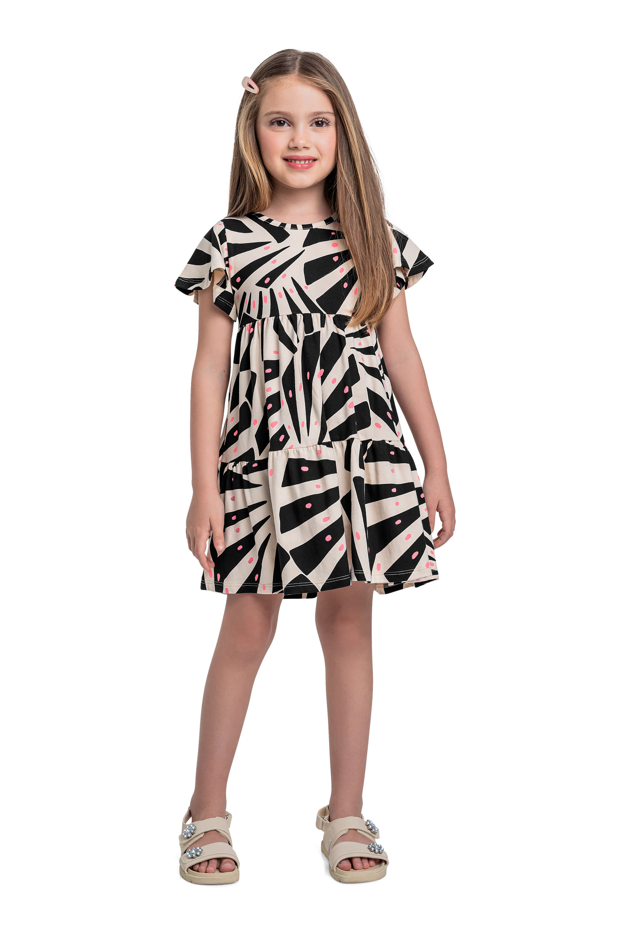 Vestido em Cotton para Menina (Preto) Bee Loop