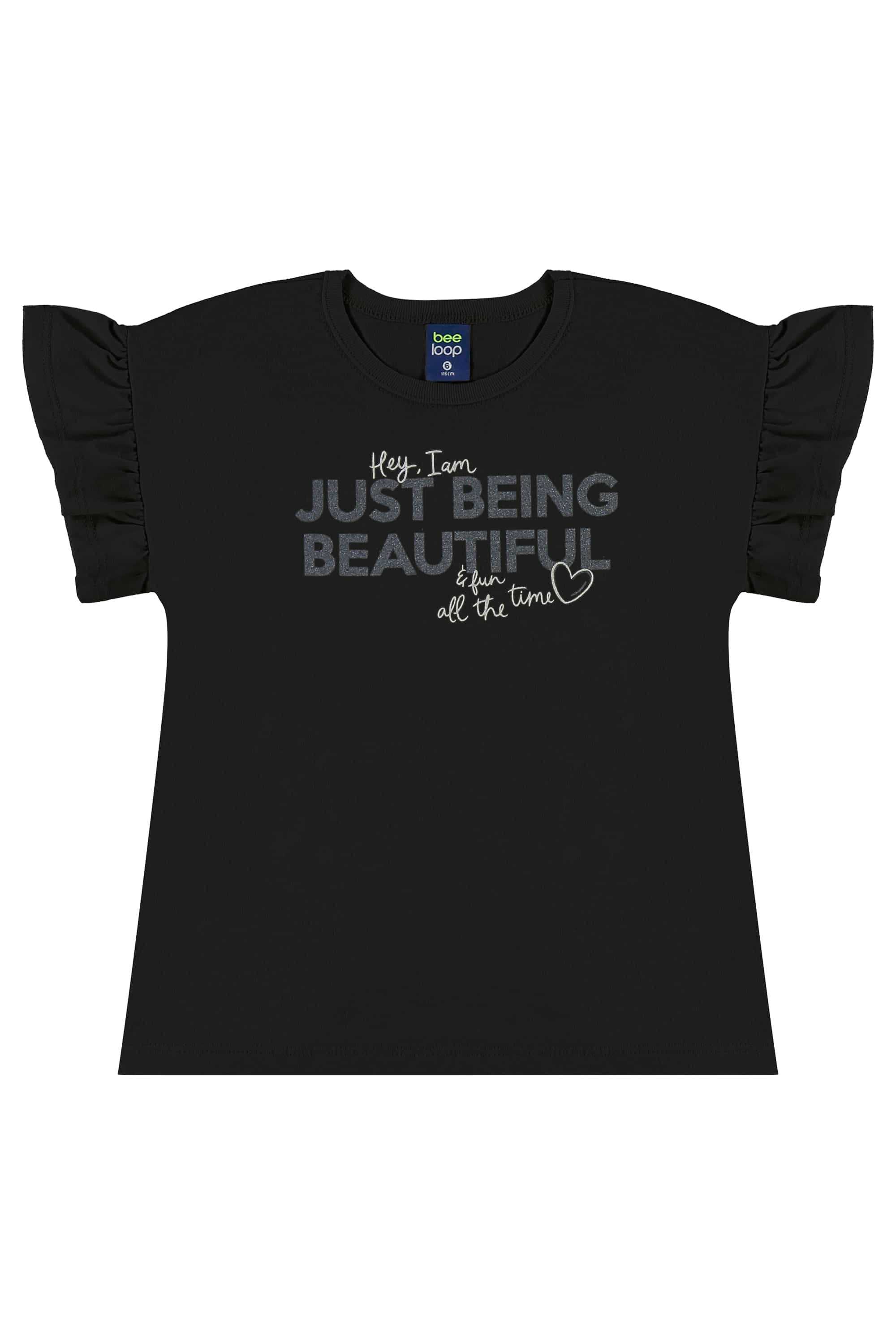 Conjunto com Blusa e Legging Estampada para Menina (Preto) Bee Loop - Imagem 38