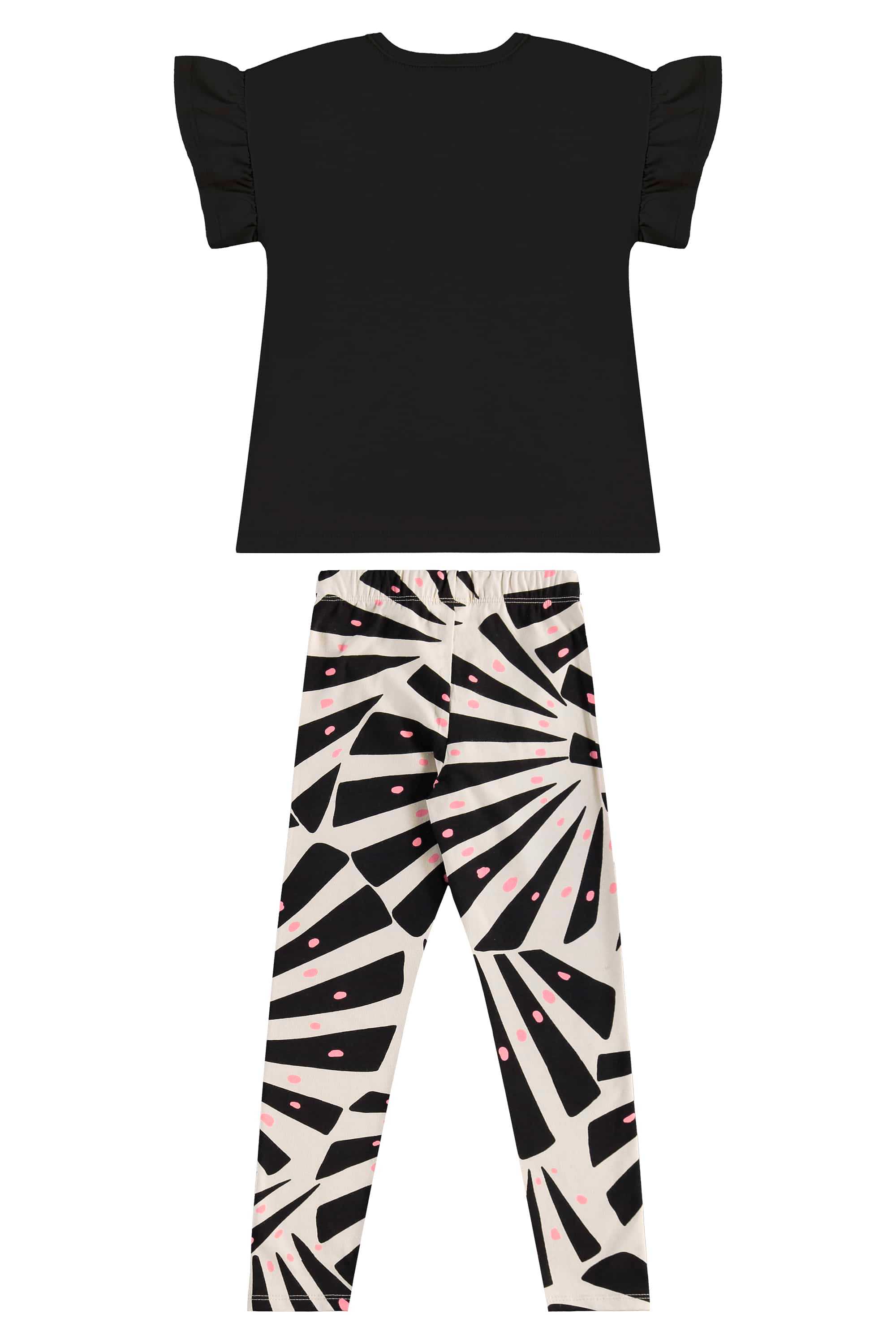 Conjunto com Blusa e Legging Estampada para Menina (Preto) Bee Loop - Imagem 5