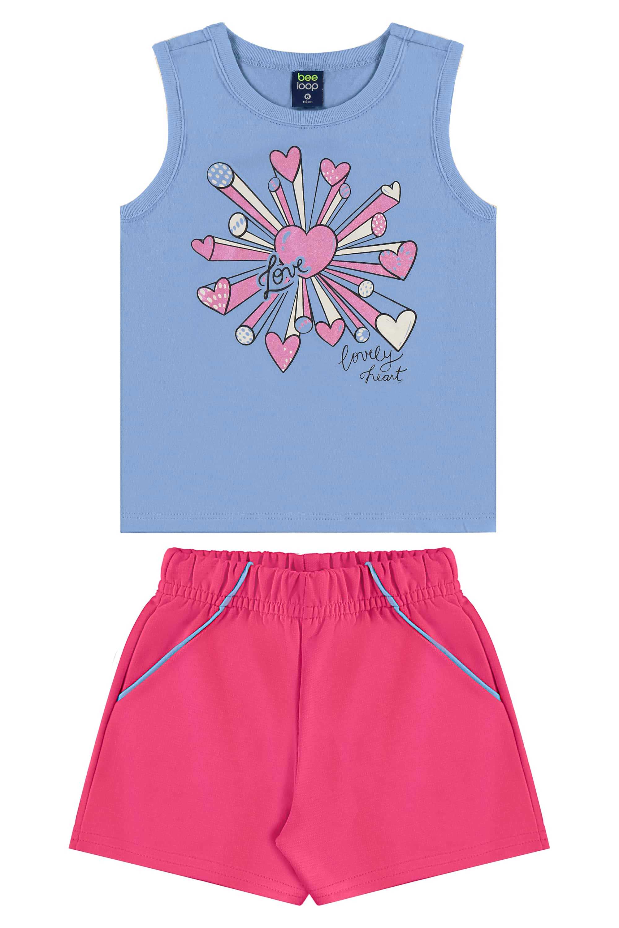 Conjunto com Regata e Short para Menina (Azul) Bee Loop - Imagem 19