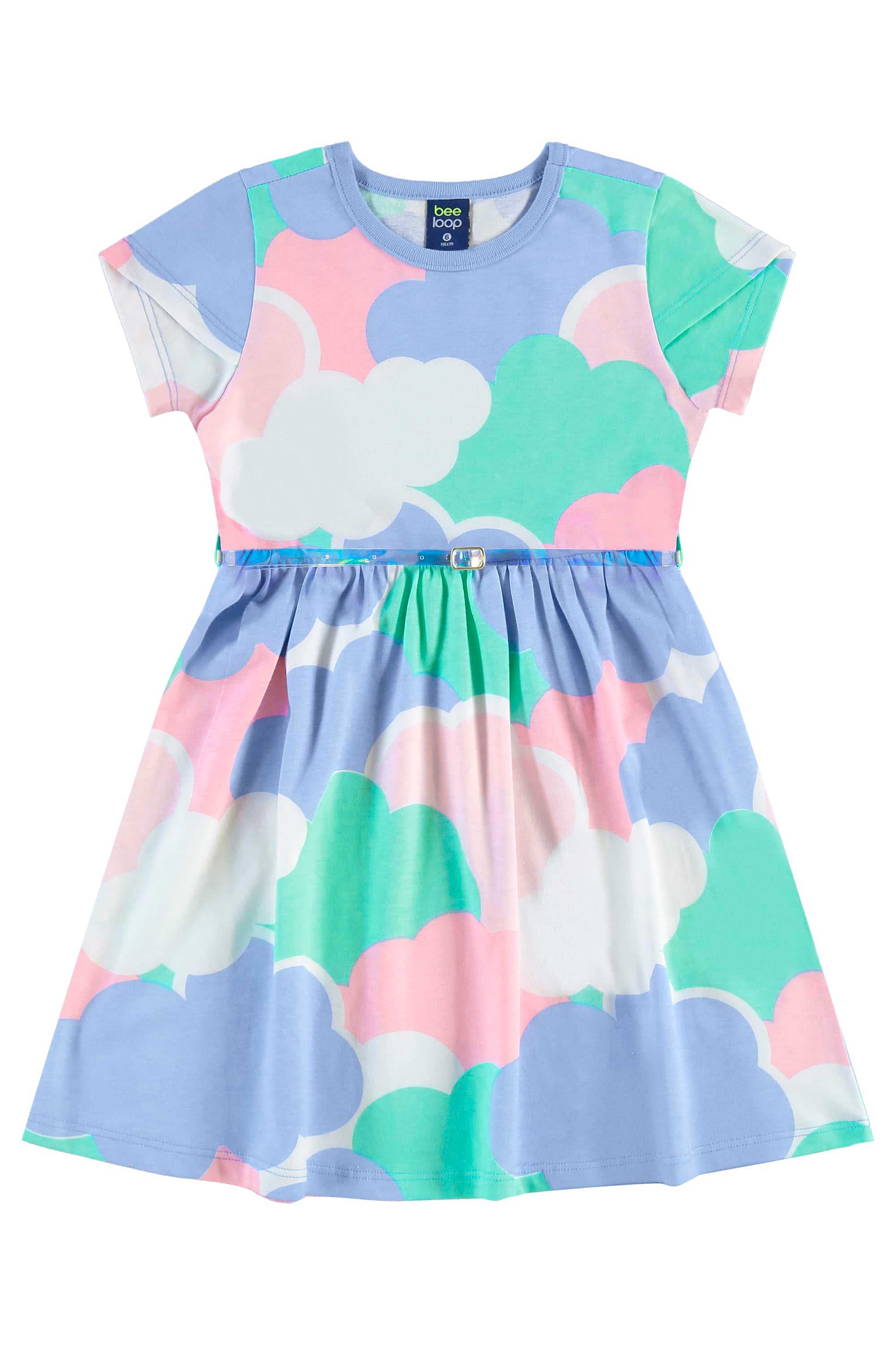 Vestido com Cinto para Menina (Azul) Bee Loop