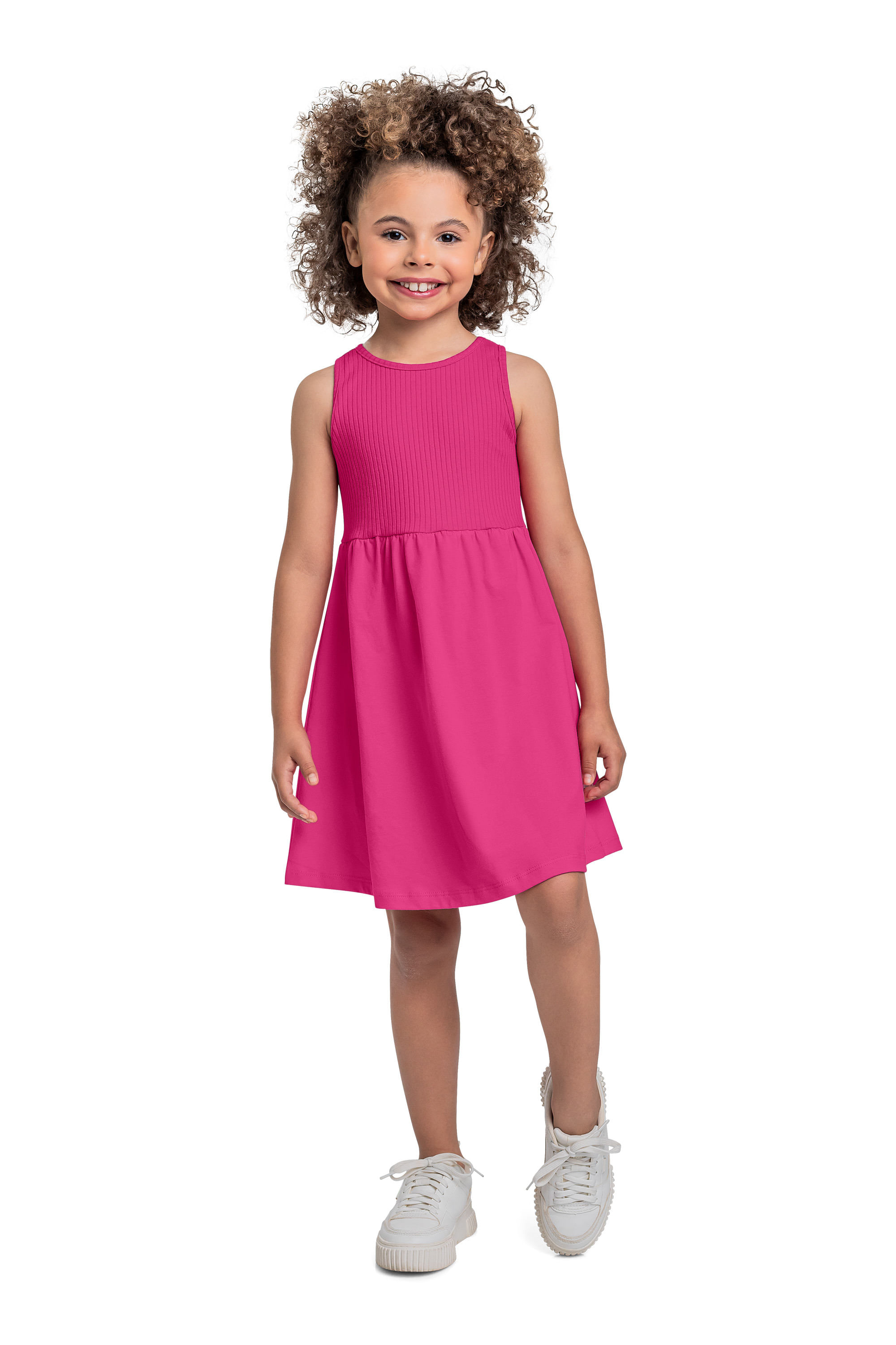 Vestido em Ribana para Menina (Rosa) Bee Loop