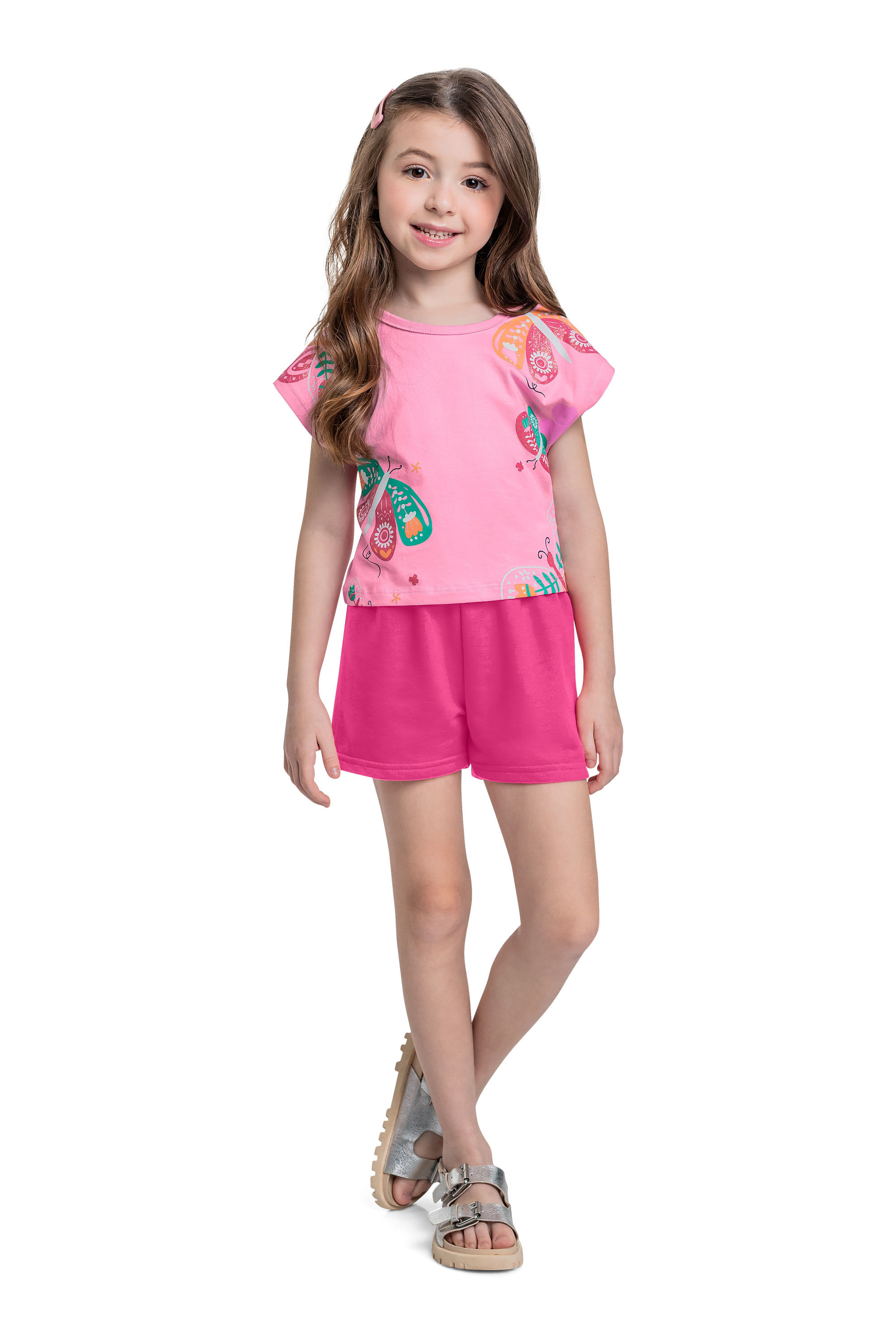 Conjunto com Blusa de Borboleta e Short para Menina (Rosa) Bee Loop