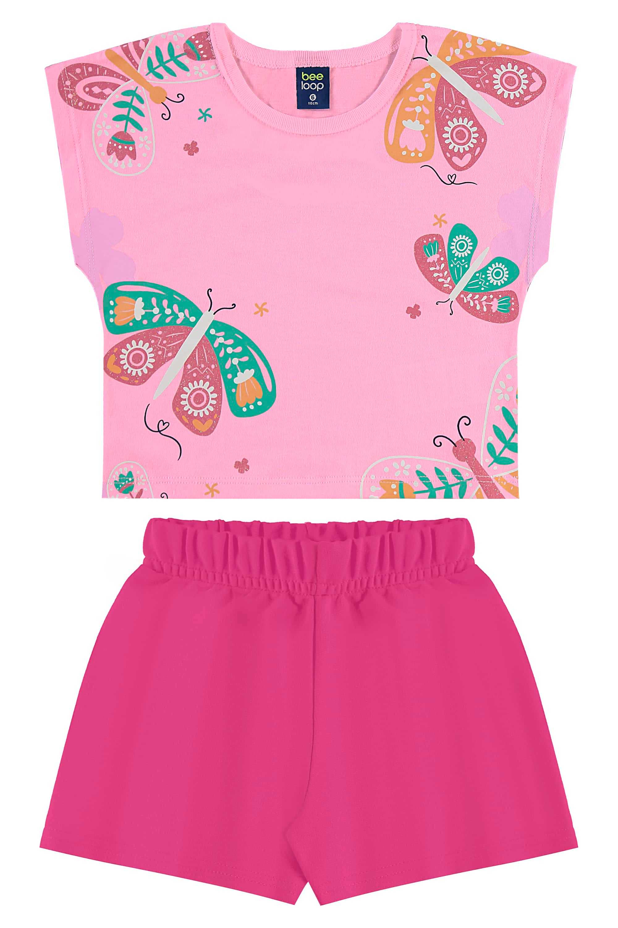 Conjunto com Blusa de Borboleta e Short para Menina (Rosa) Bee Loop - Imagem 9