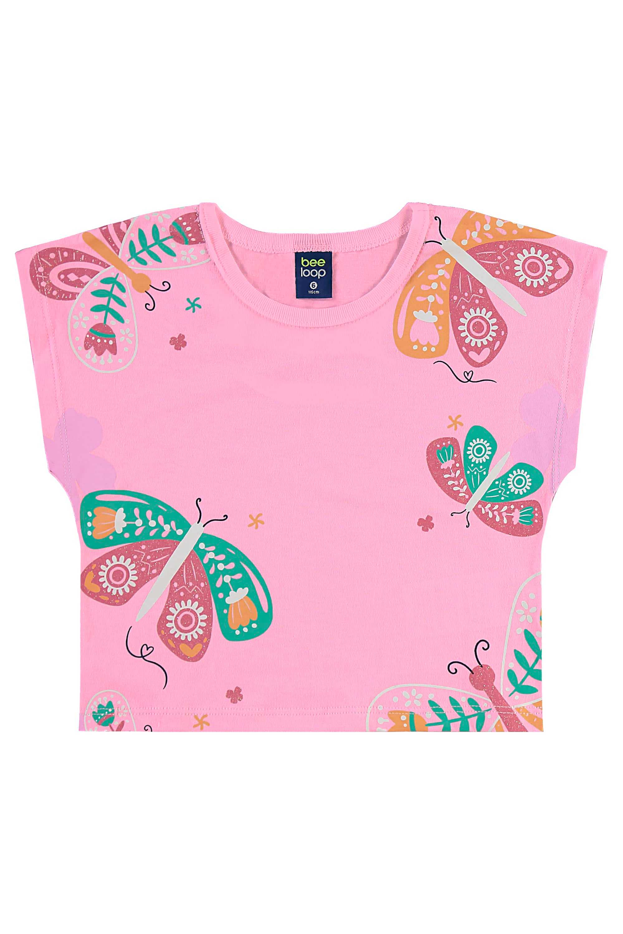 Conjunto com Blusa de Borboleta e Short para Menina (Rosa) Bee Loop - Imagem 17