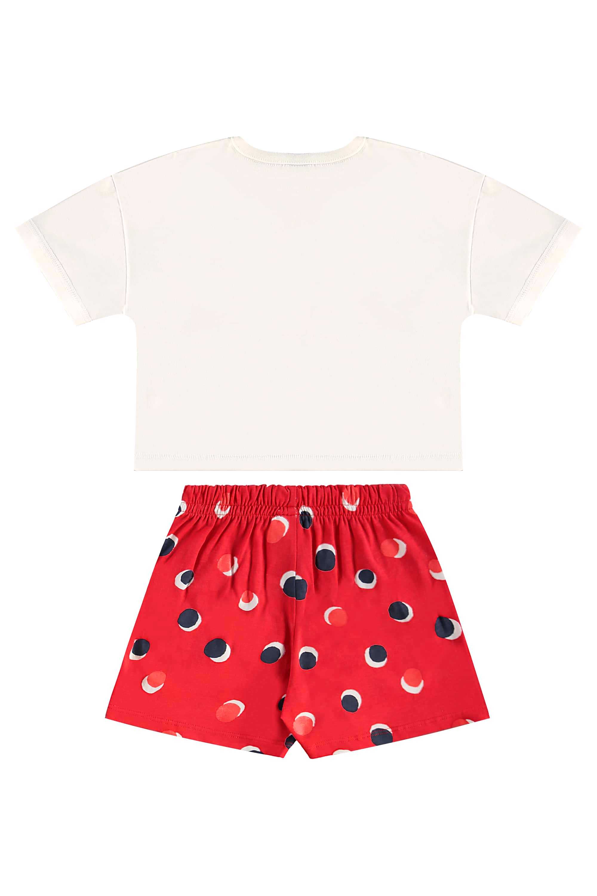 Conjunto com Cropped e Short-Saia de Bolinhas para Menina (Off White) Bee Loop - Imagem 4