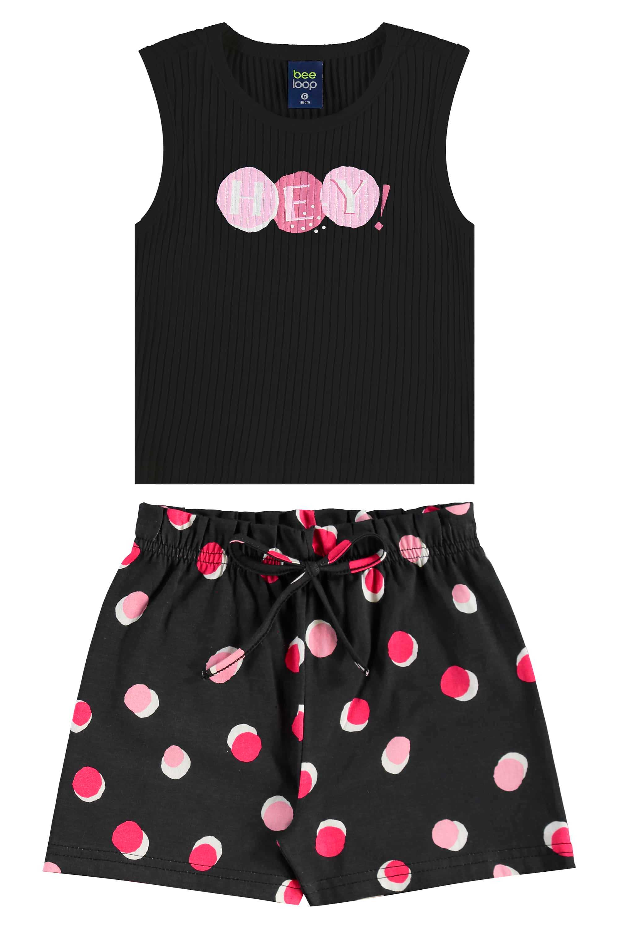 Conjunto com Regata Cropped e Short de Bolinhas para Menina (Preto) Bee Loop - Imagem 25