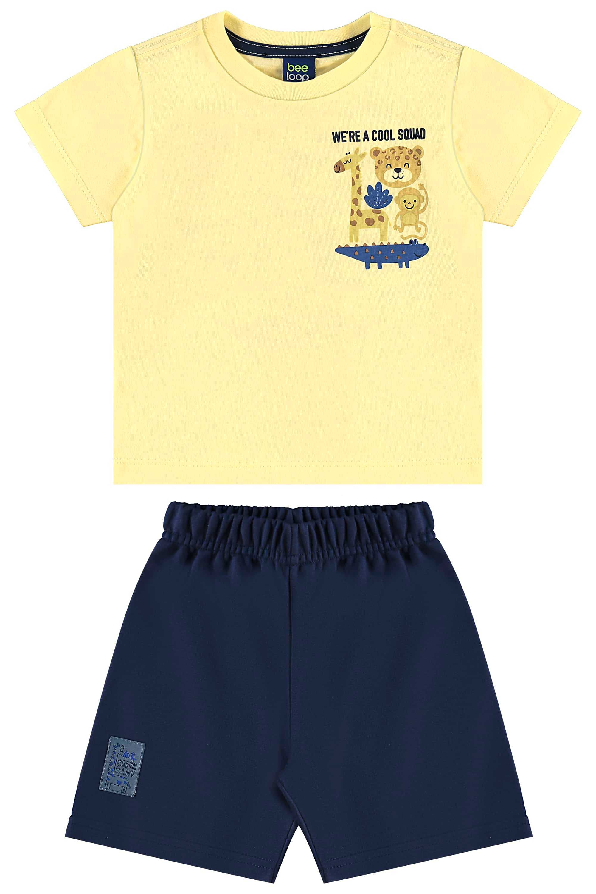 Conjunto de Bichinhos com Camiseta e Bermuda para Menino (Amarelo) Bee Loop