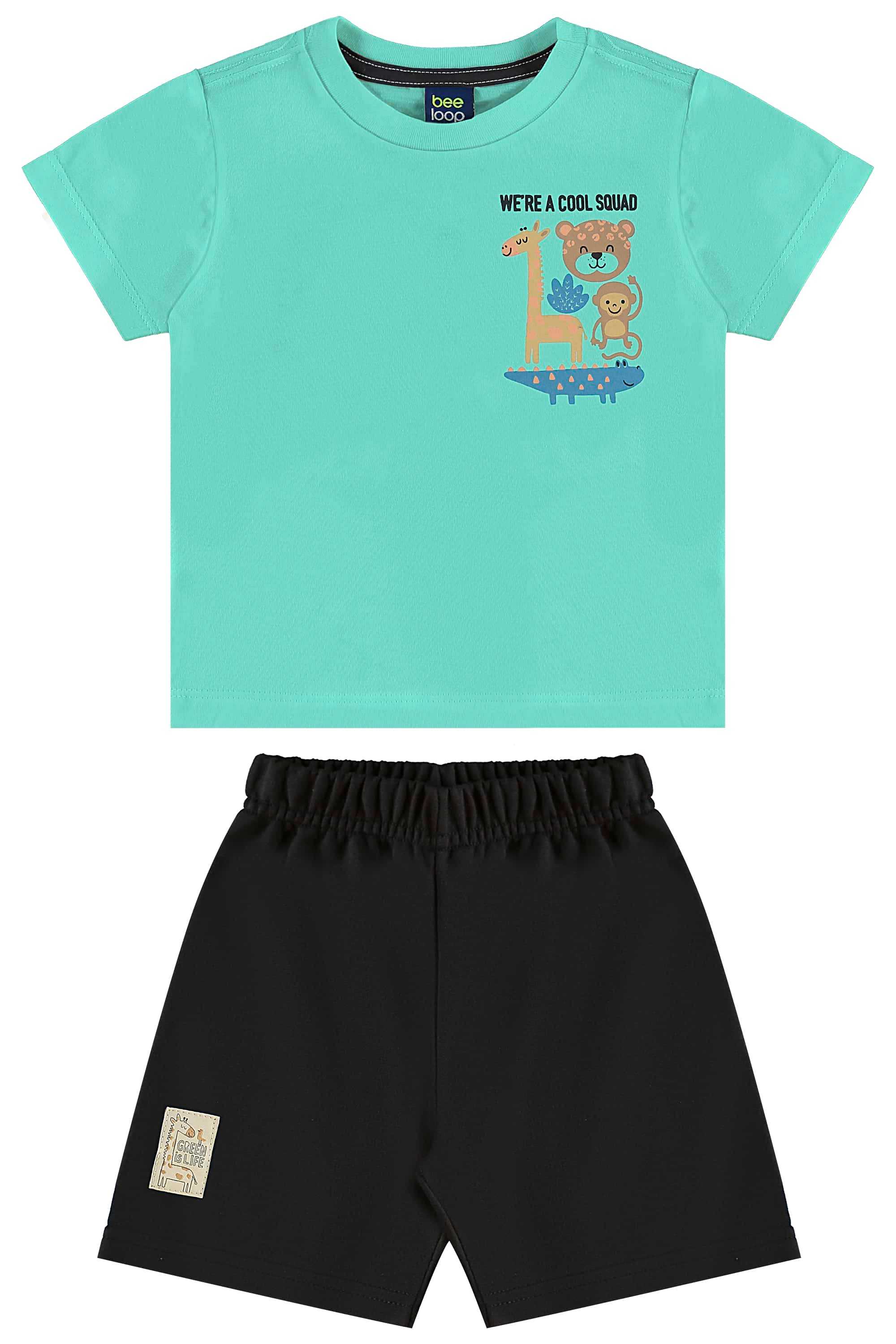Conjunto de Bichinhos com Camiseta e Bermuda para Menino (Verde) Bee Loop
