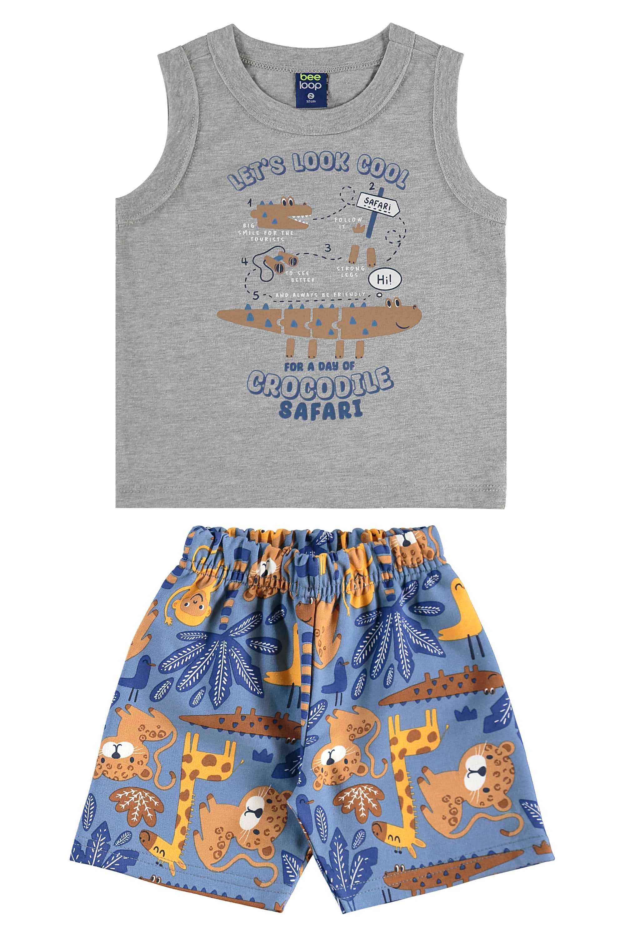 Conjunto de Bichinhos com Regata e Bermuda para Menino (Cinza) Bee Loop - Imagem 19