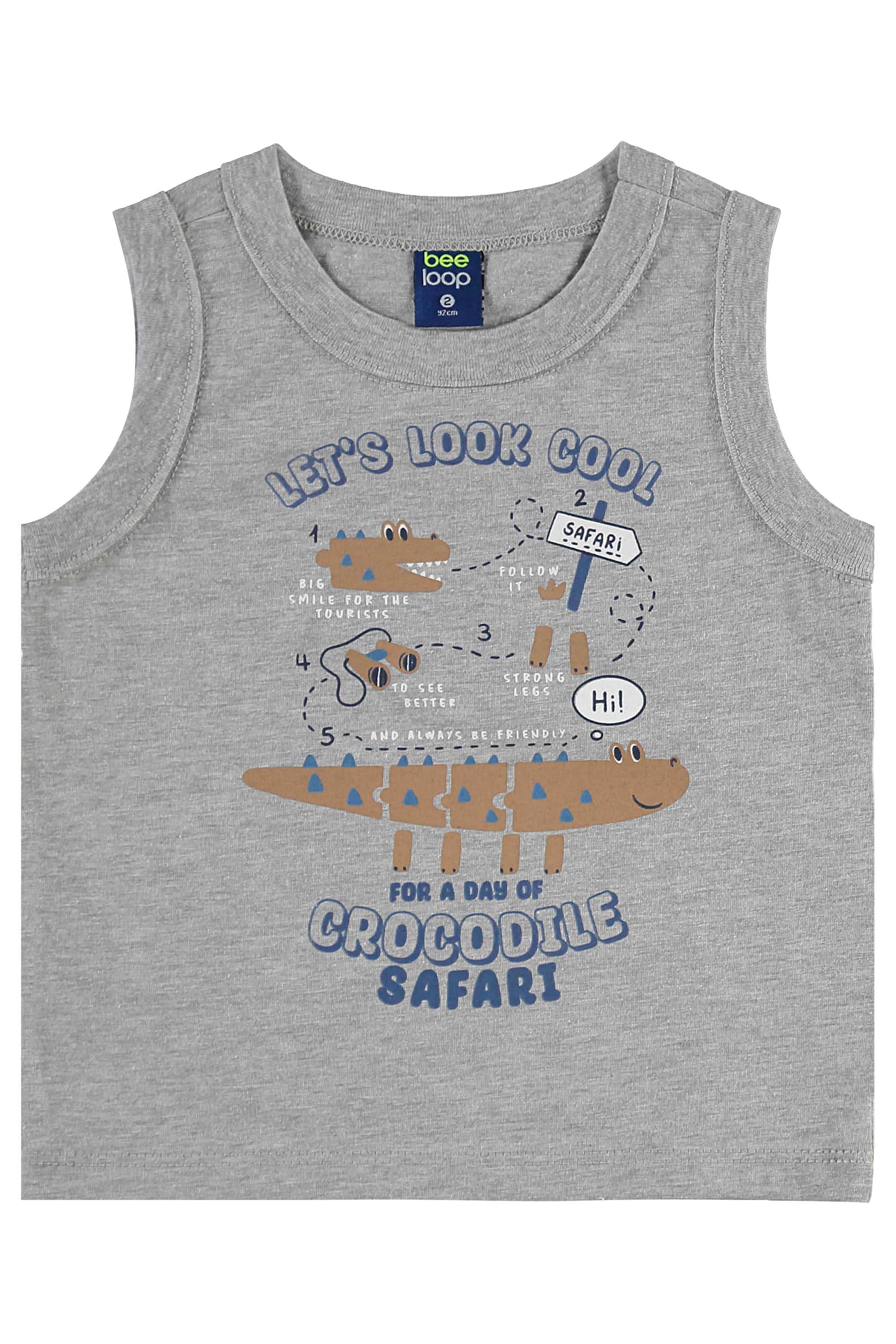 Conjunto de Bichinhos com Regata e Bermuda para Menino (Cinza) Bee Loop - Imagem 2