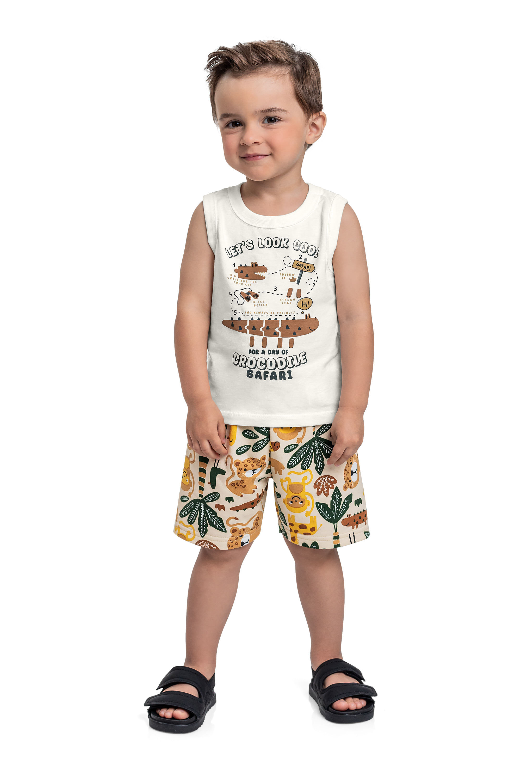 Conjunto de Bichinhos com Regata e Bermuda para Menino (Off White) Bee Loop