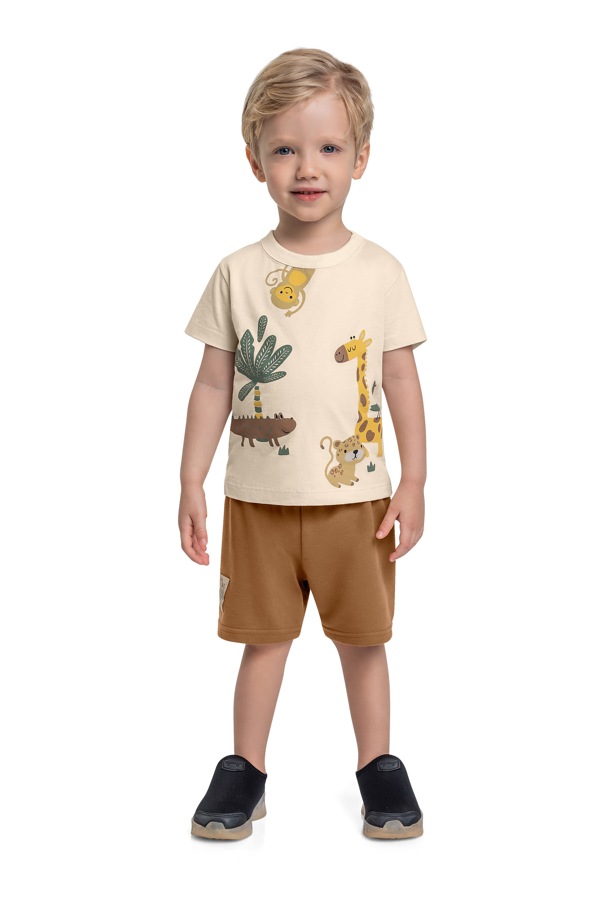 Conjunto de Bichinhos com Camiseta e Bermuda para Menino (Bege) Bee Loop