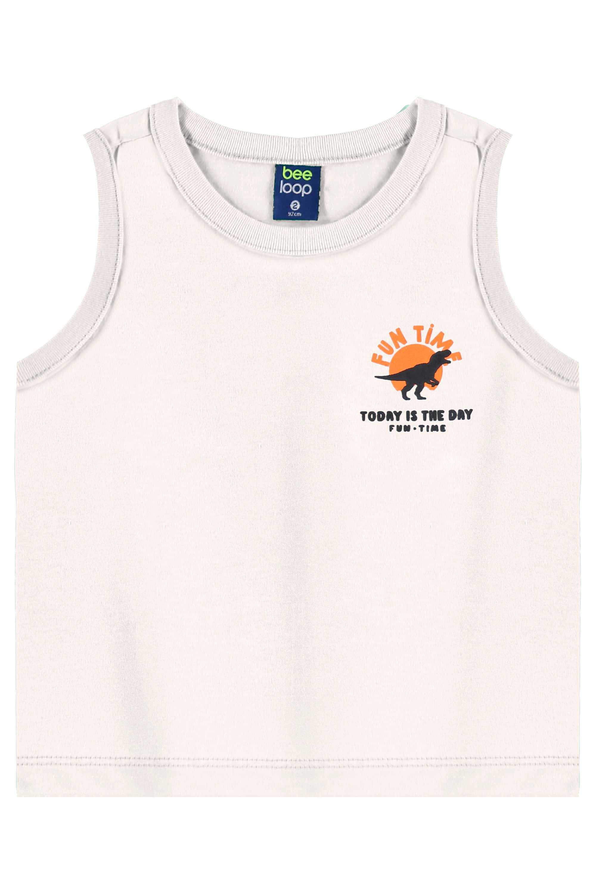 Conjunto de Dinossauro com Regata e Bermuda para Menino (Off White) Bee Loop - Imagem 14