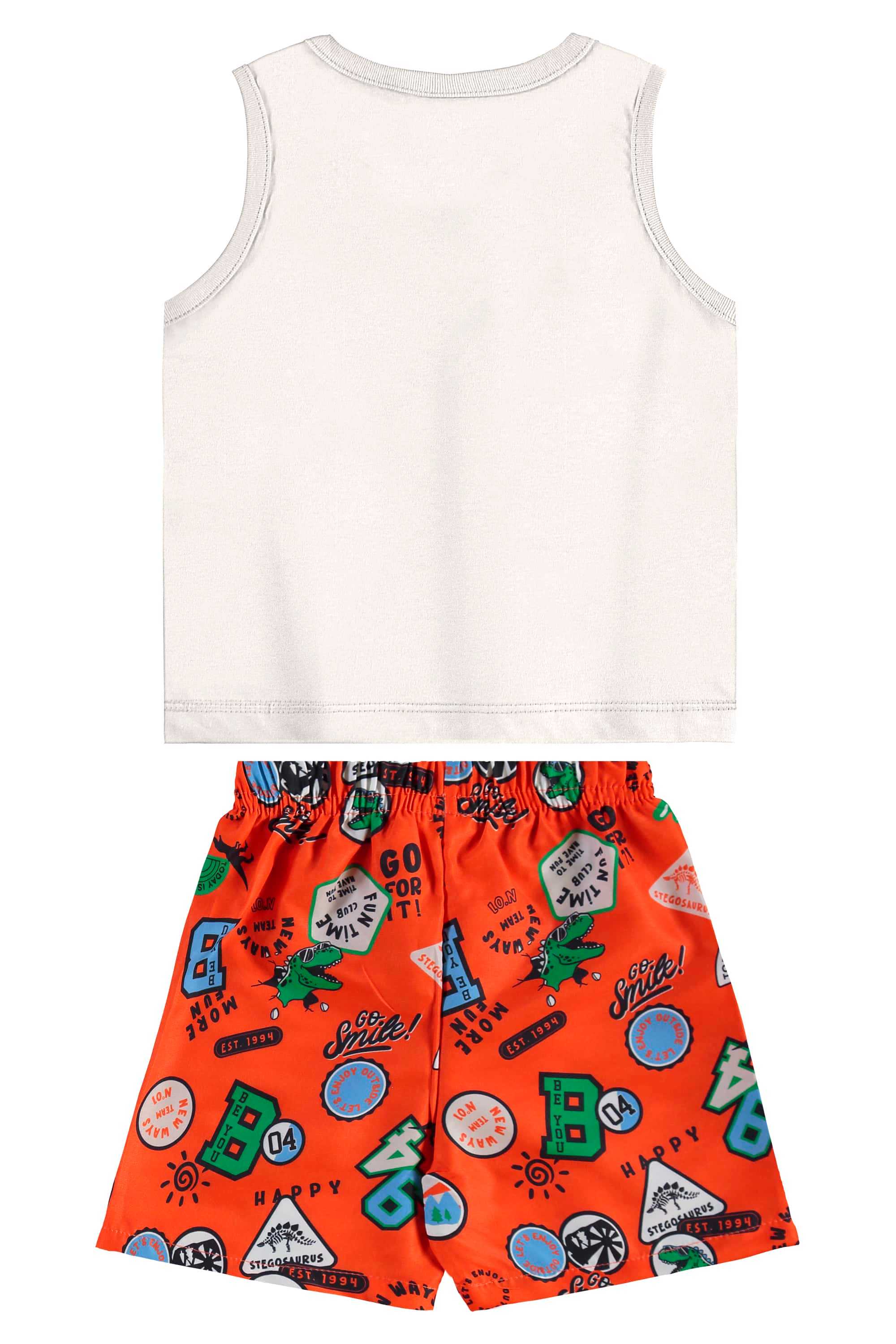 Conjunto de Dinossauro com Regata e Bermuda para Menino (Off White) Bee Loop - Imagem 10