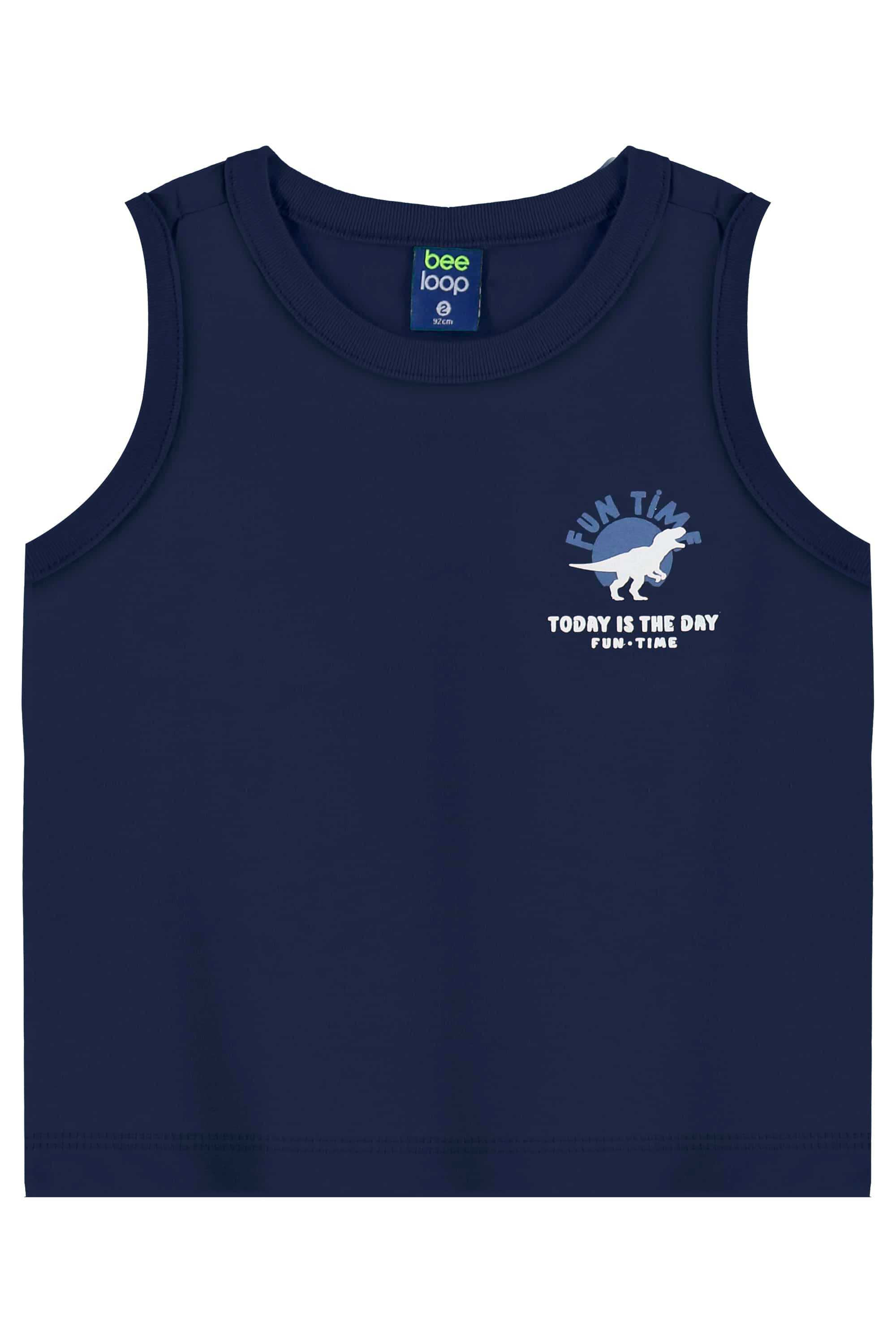 Conjunto de Dinossauro com Regata e Bermuda para Menino (Azul Marinho) Bee Loop - Imagem 32