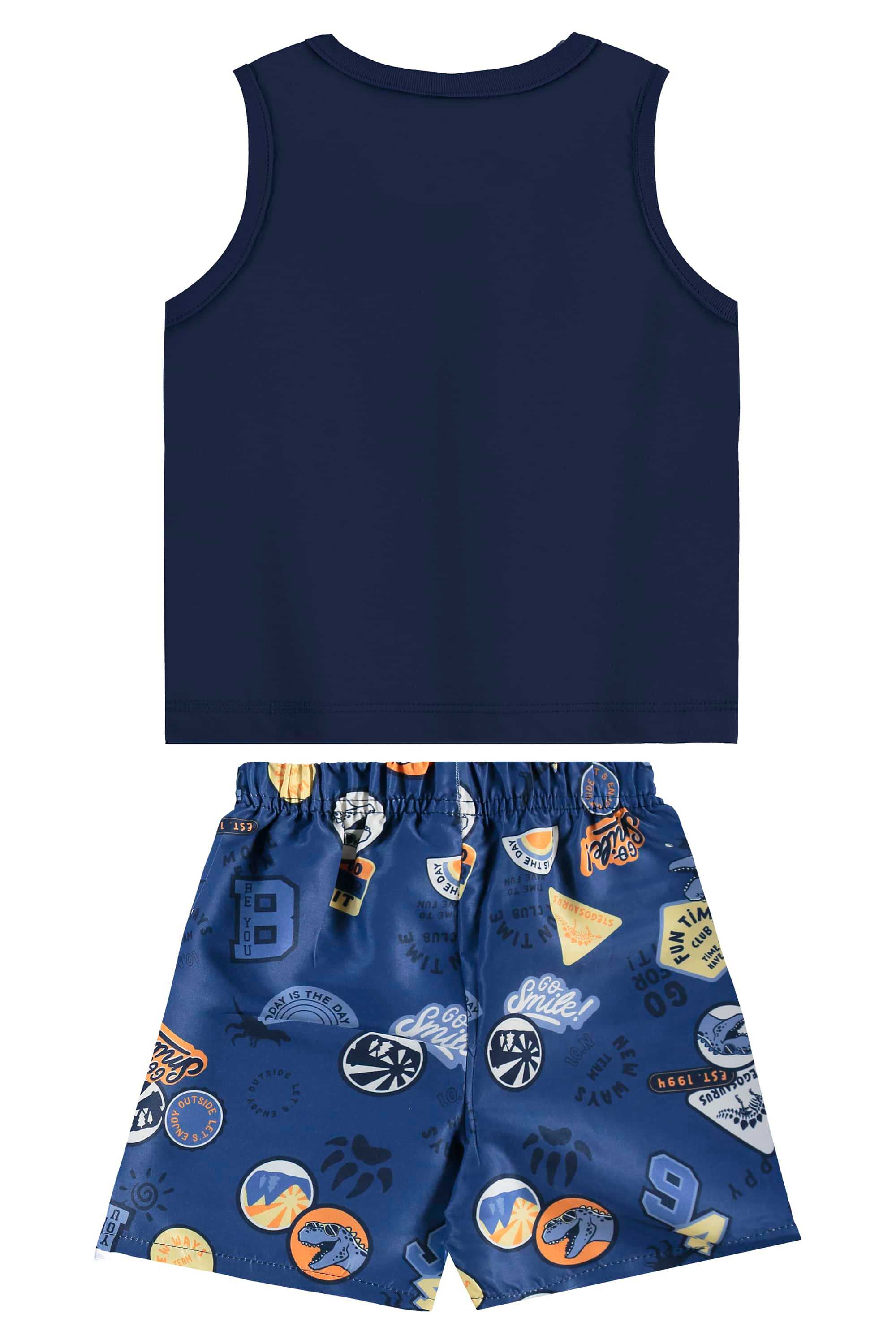Conjunto de Dinossauro com Regata e Bermuda para Menino (Azul Marinho) Bee Loop - Imagem 22