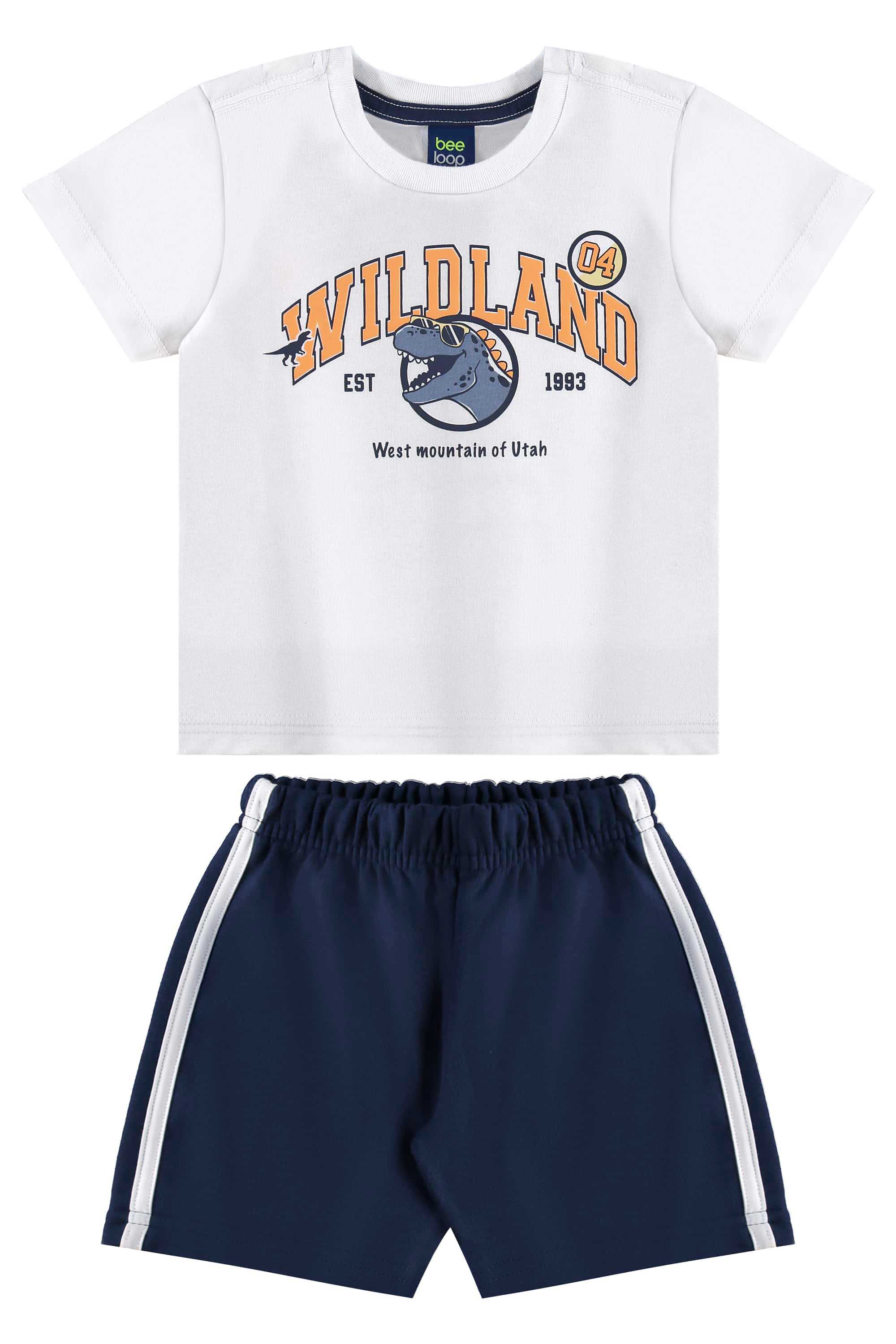 Conjunto com Camiseta de Dinossauro e Bermuda para Menino (Branco) Bee Loop - Imagem 13