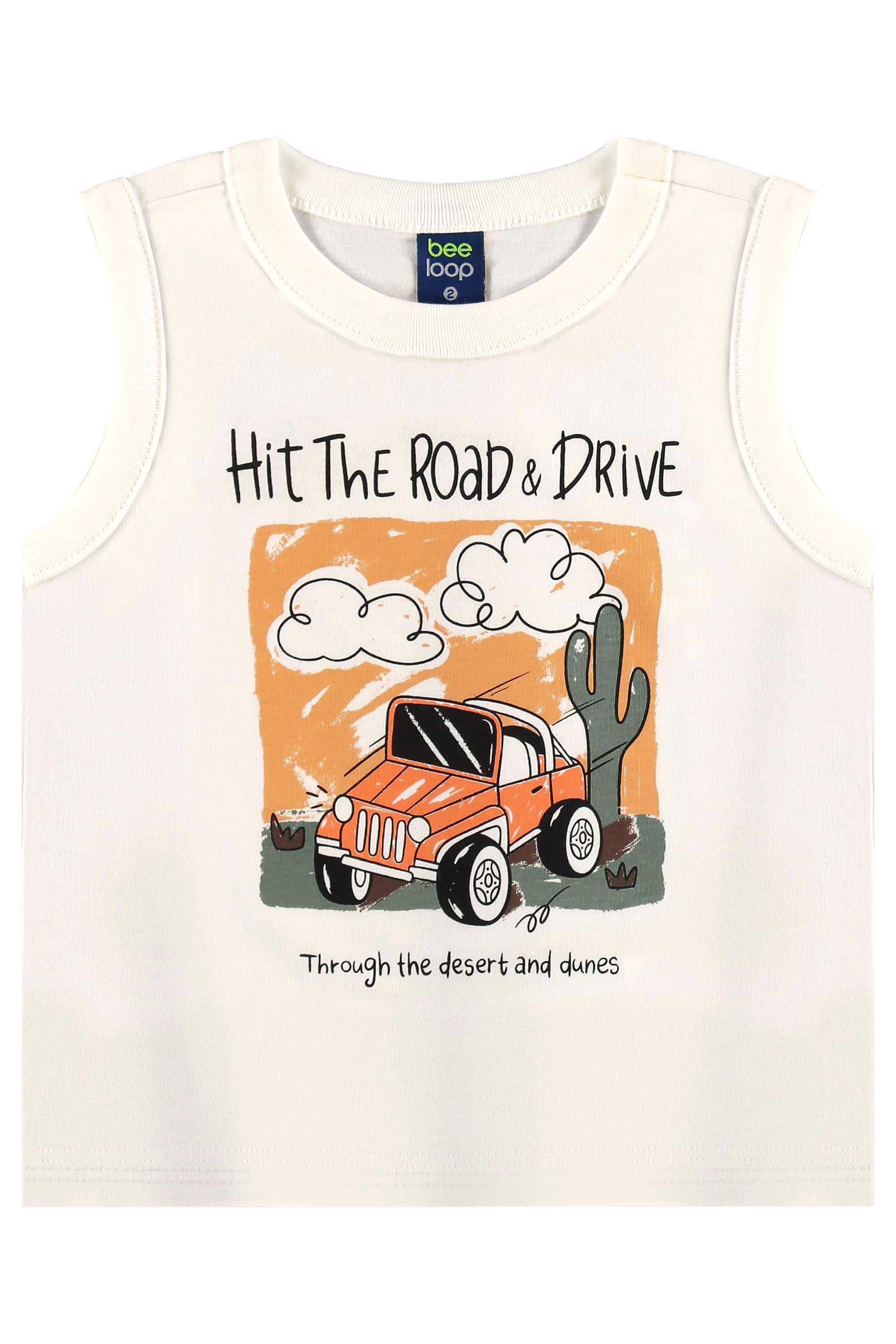 Conjunto com Regata de Carrinho e Bermuda para Menino (Off White) Bee Loop - Imagem 2