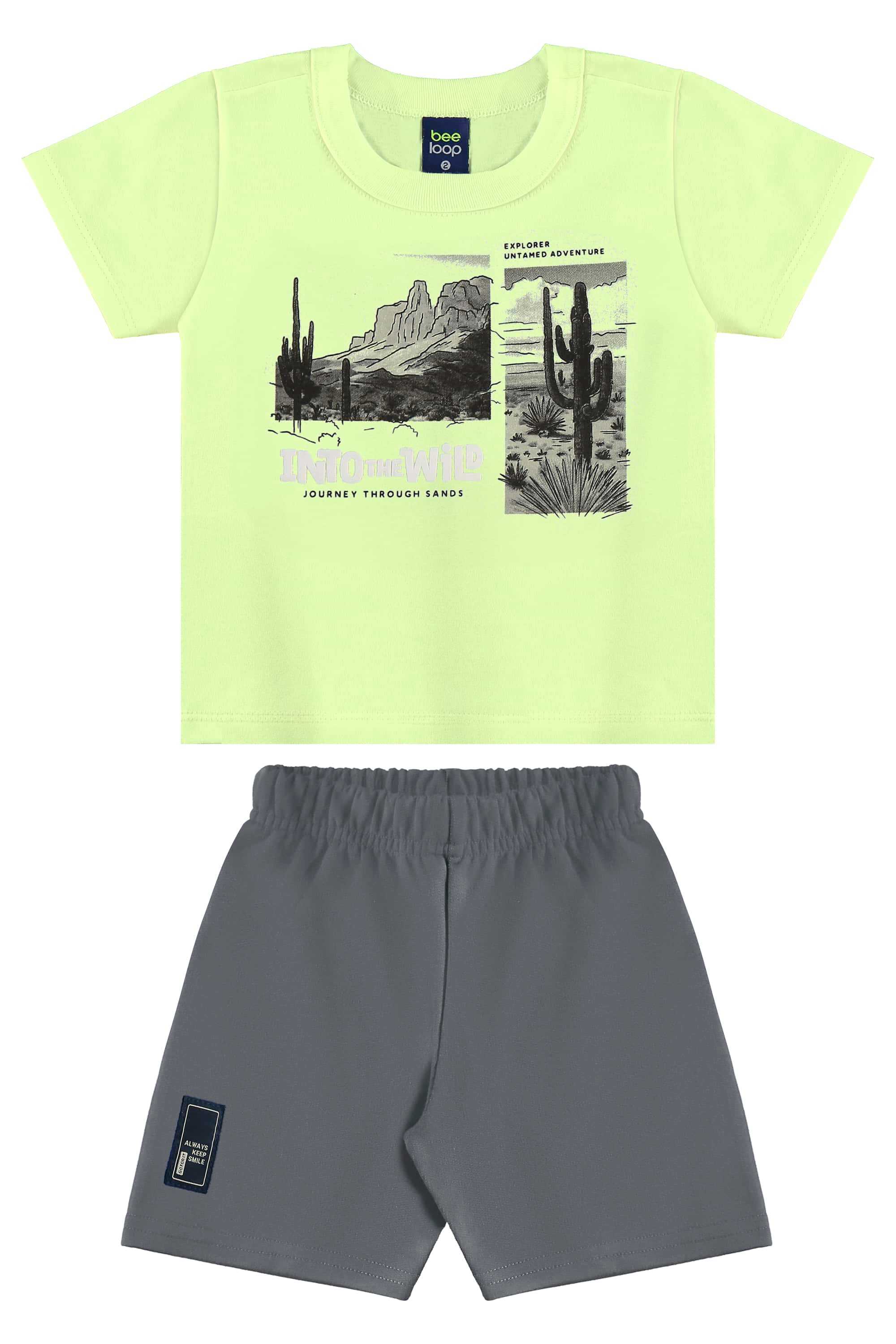 Conjunto com Camiseta e Bermuda para Menino (Verde) Bee Loop - Imagem 25