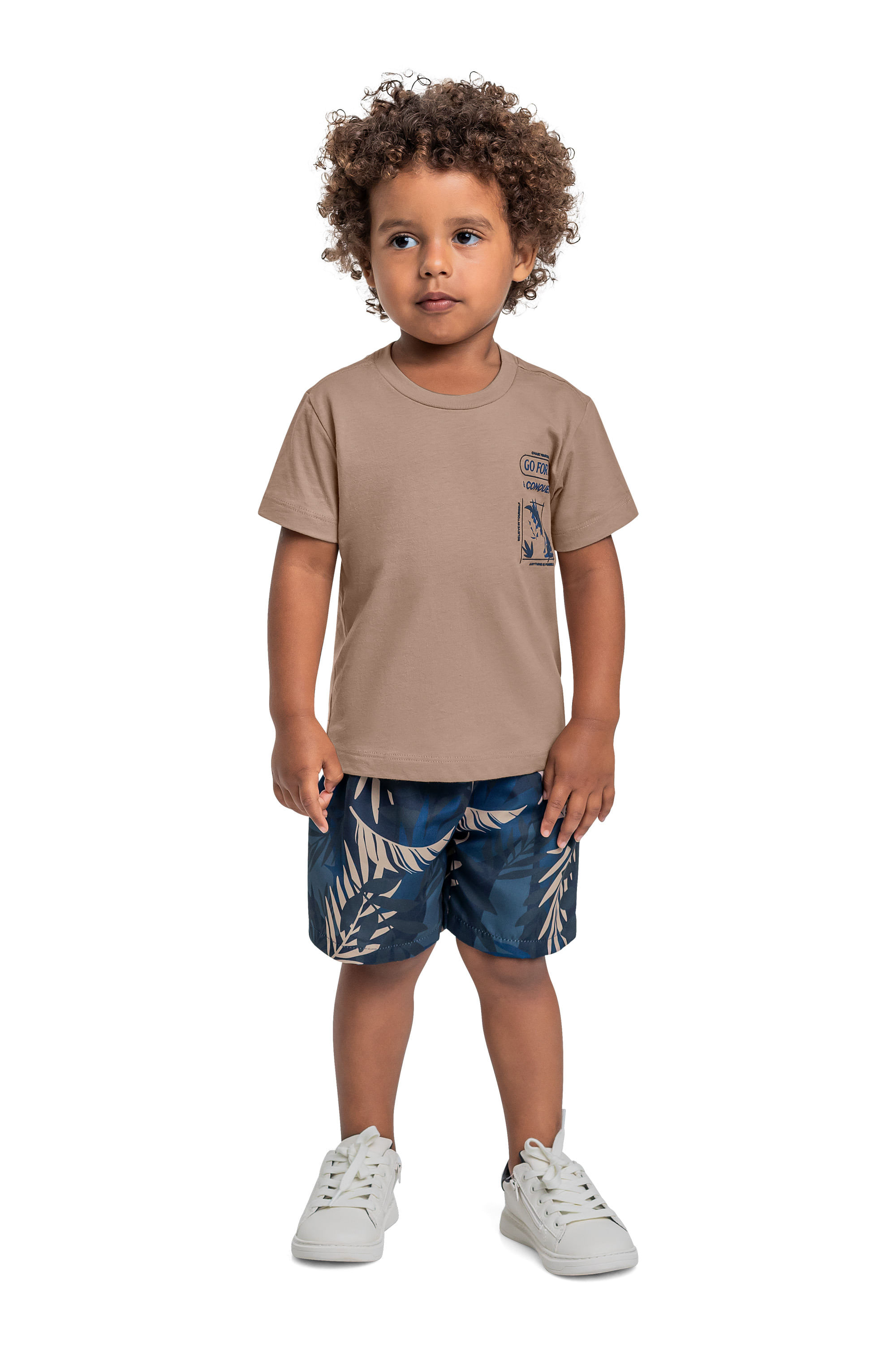 Conjunto com Camiseta e Bermuda com Folhas para Menino (Marrom) Bee Loop - Imagem 8