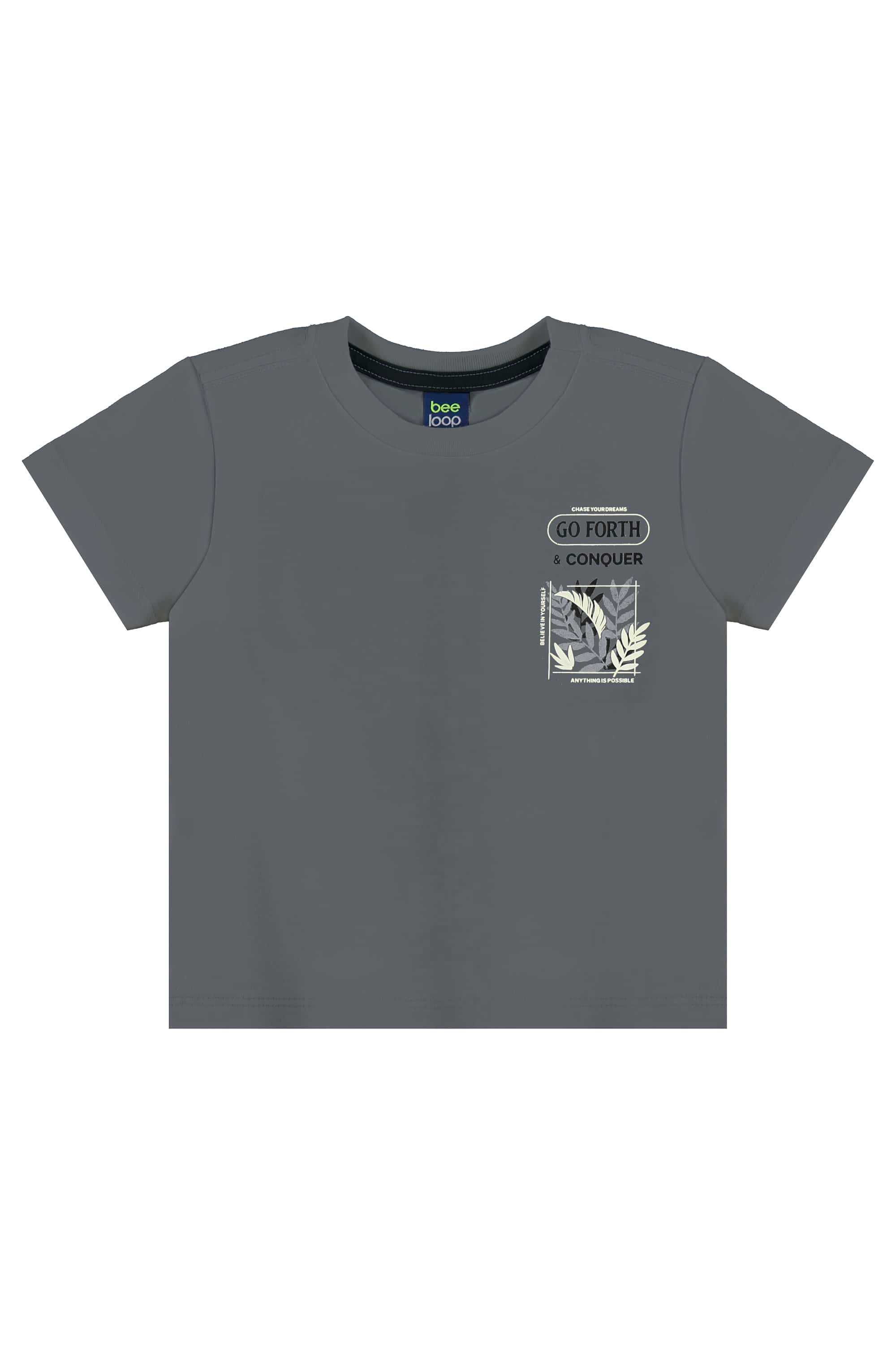 Conjunto com Camiseta e Bermuda com Folhas para Menino (Cinza) Bee Loop - Imagem 32