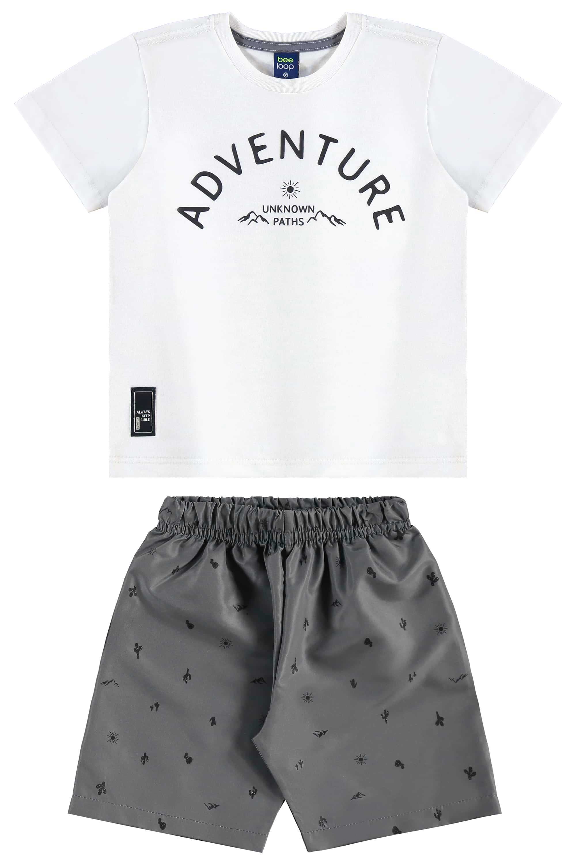 Conjunto Estampado com Camiseta e Bermuda para Menino (Branco) Bee Loop - Imagem 7