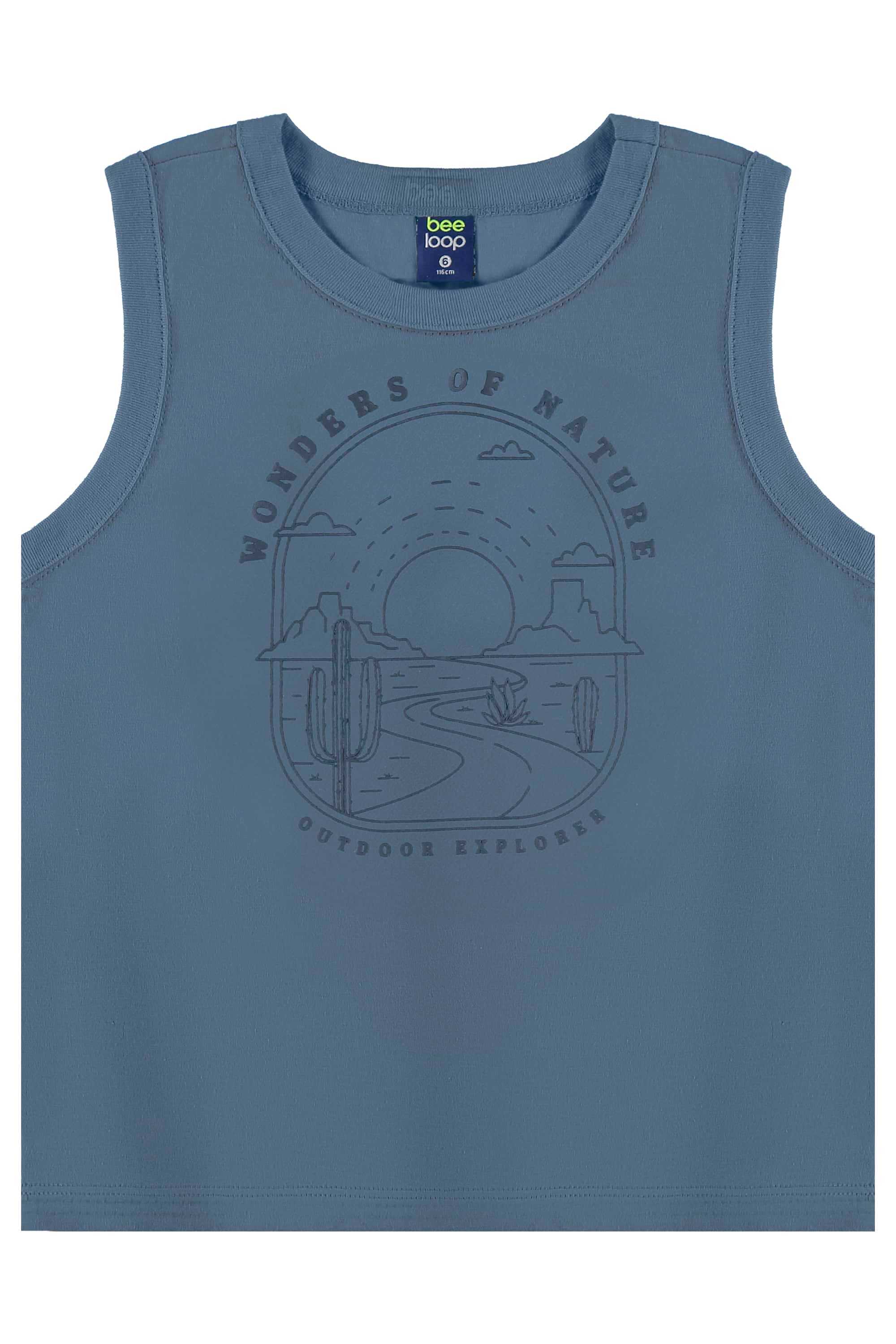 Conjunto com Regata Estampada e Bermuda para Menino (Azul) Bee Loop - Imagem 26