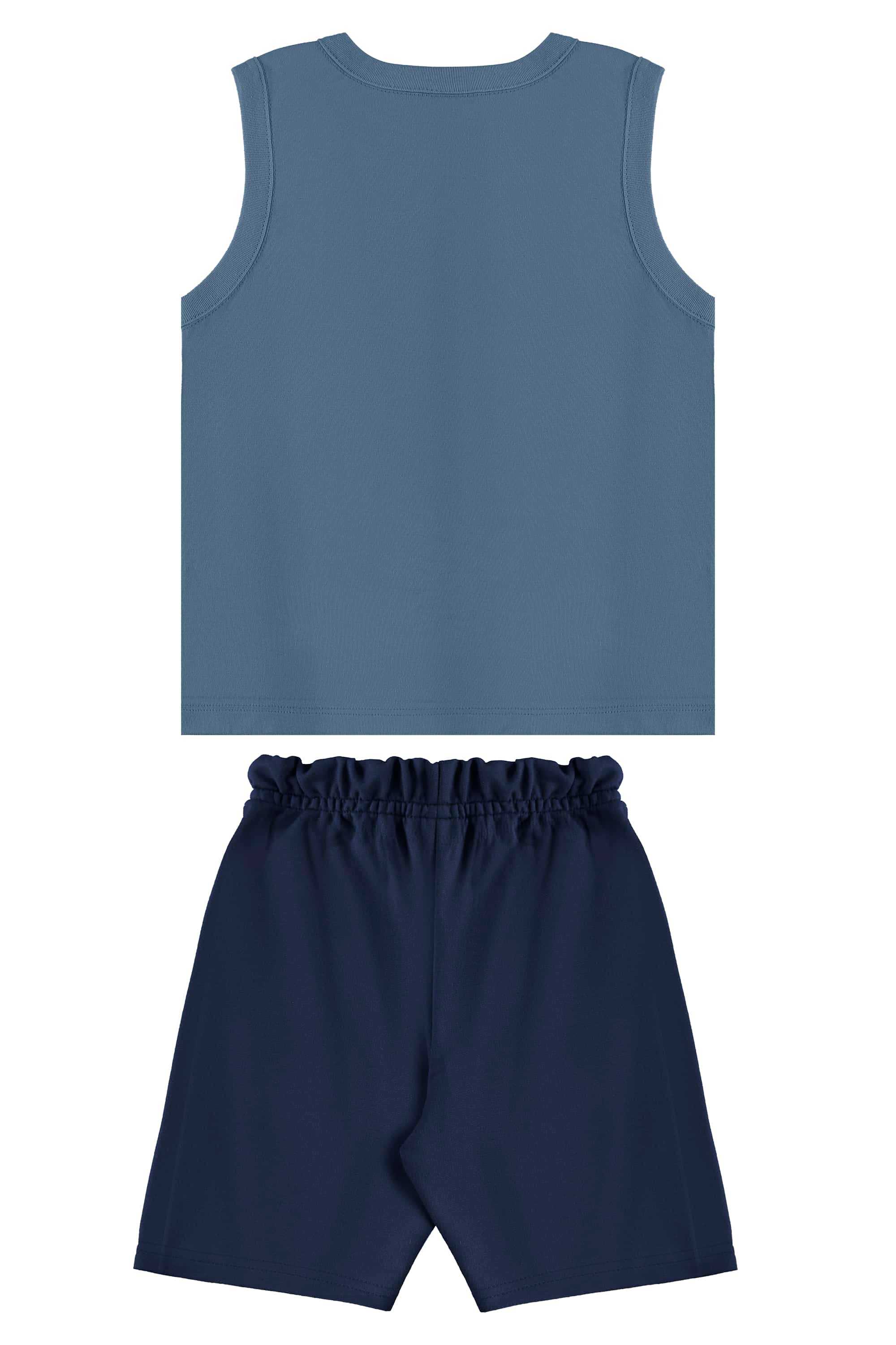 Conjunto com Regata Estampada e Bermuda para Menino (Azul) Bee Loop - Imagem 16