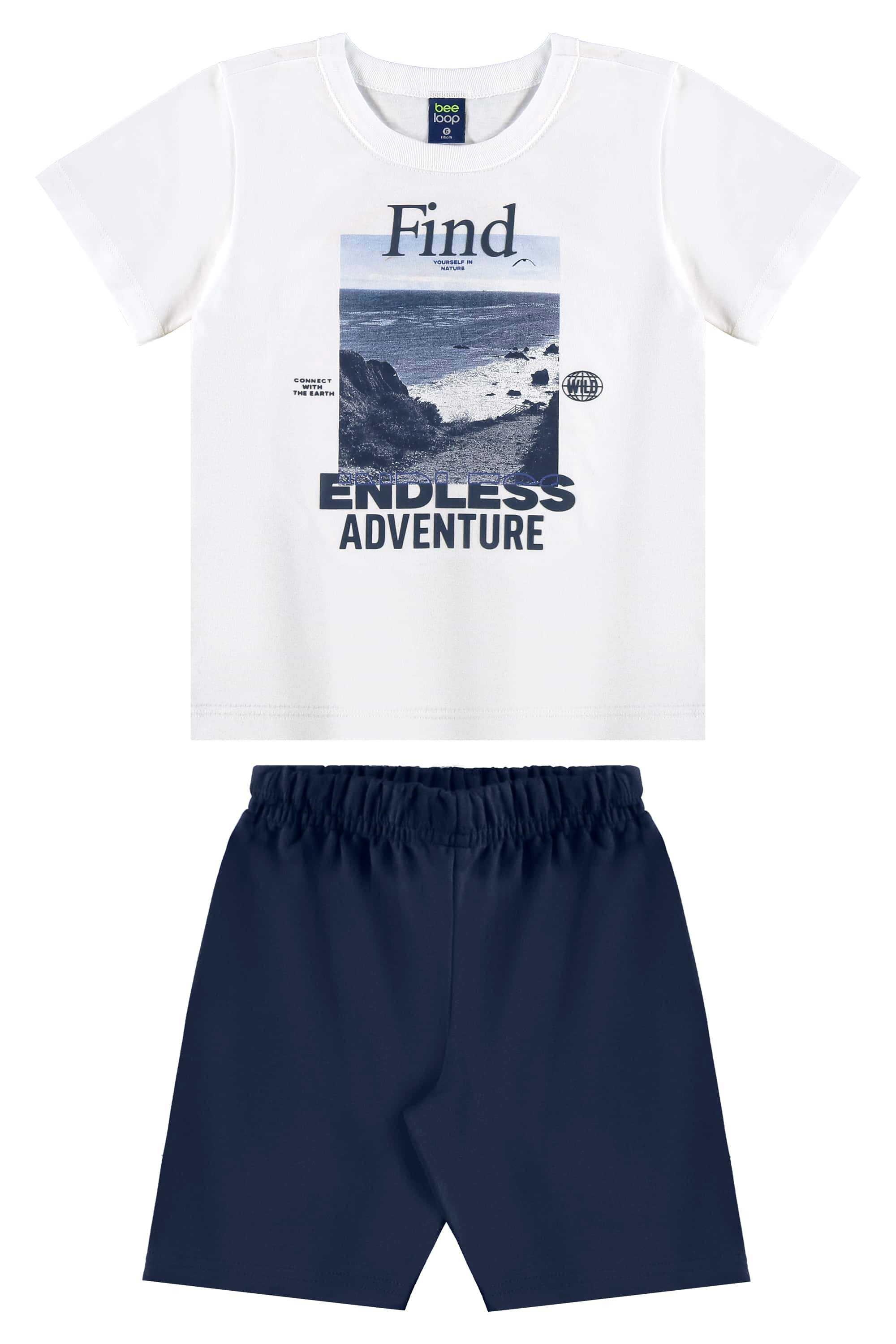 Conjunto com Camiseta Estampada e Bermuda para Menino (Branco) Bee Loop - Imagem 9