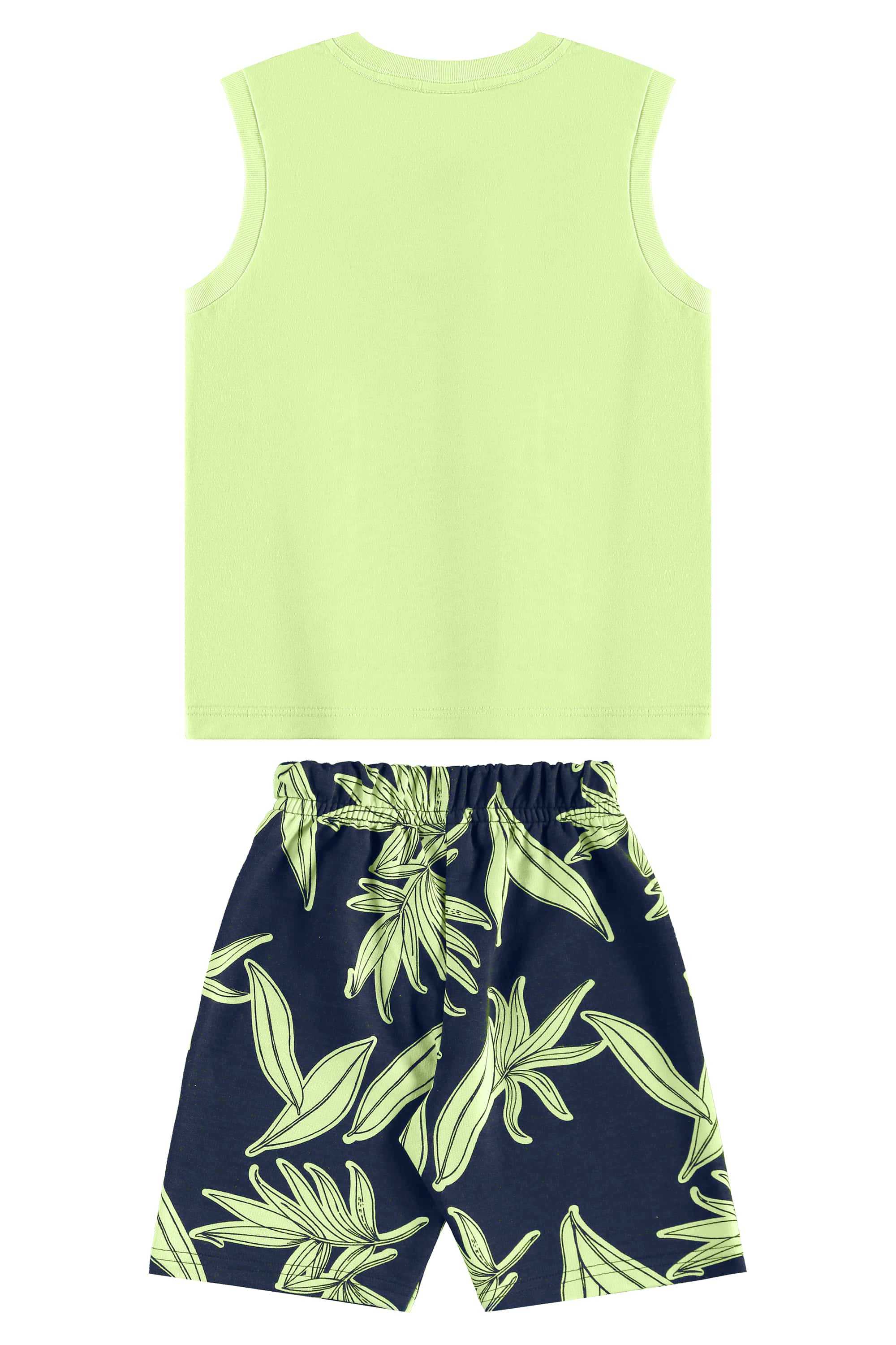 Conjunto de Folhas com Regata e Bermuda para Menino (Verde) Bee Loop - Imagem 5