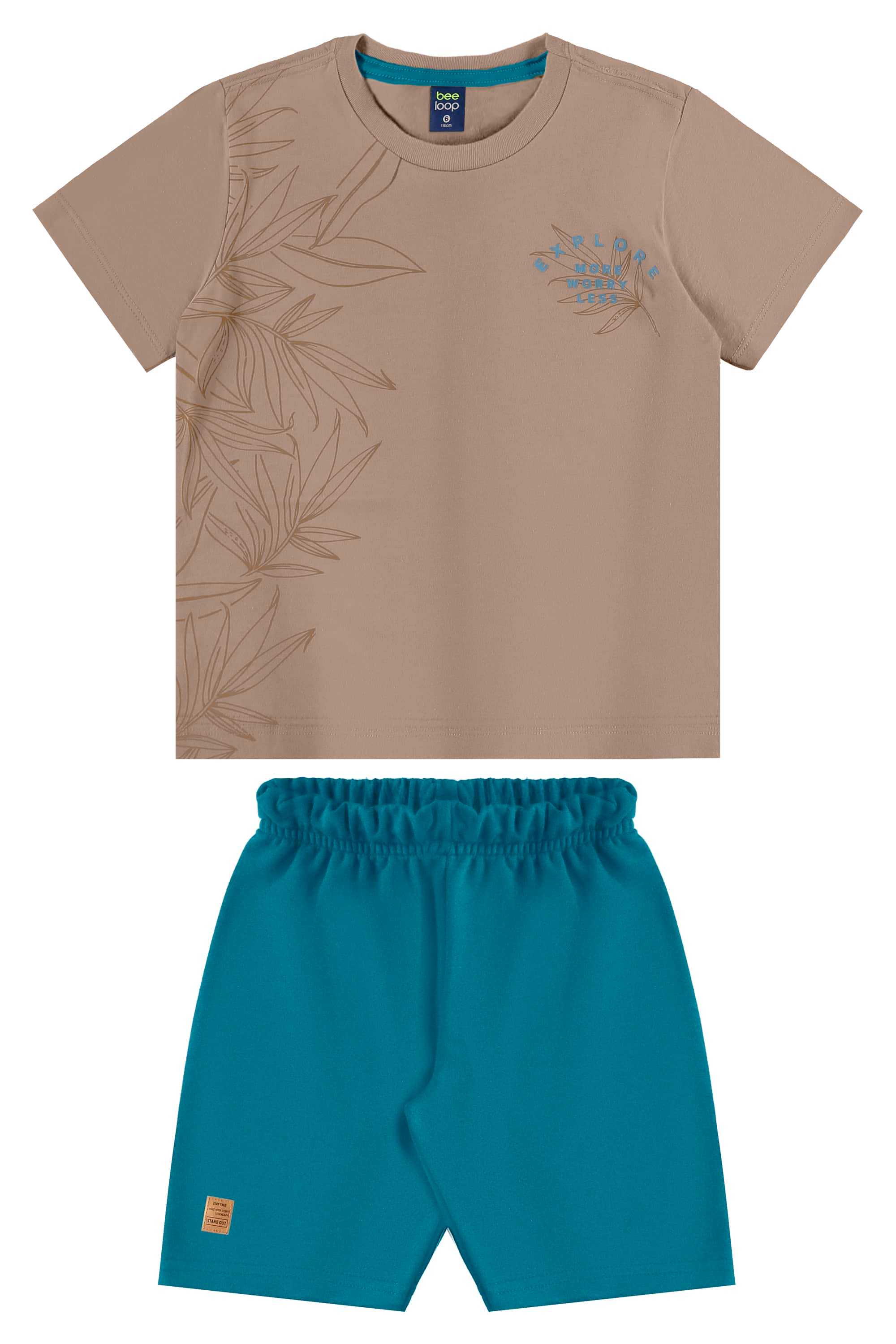 Conjunto com Camiseta de Folhas e Bermuda para Menino (Marrom) Bee Loop - Imagem 19