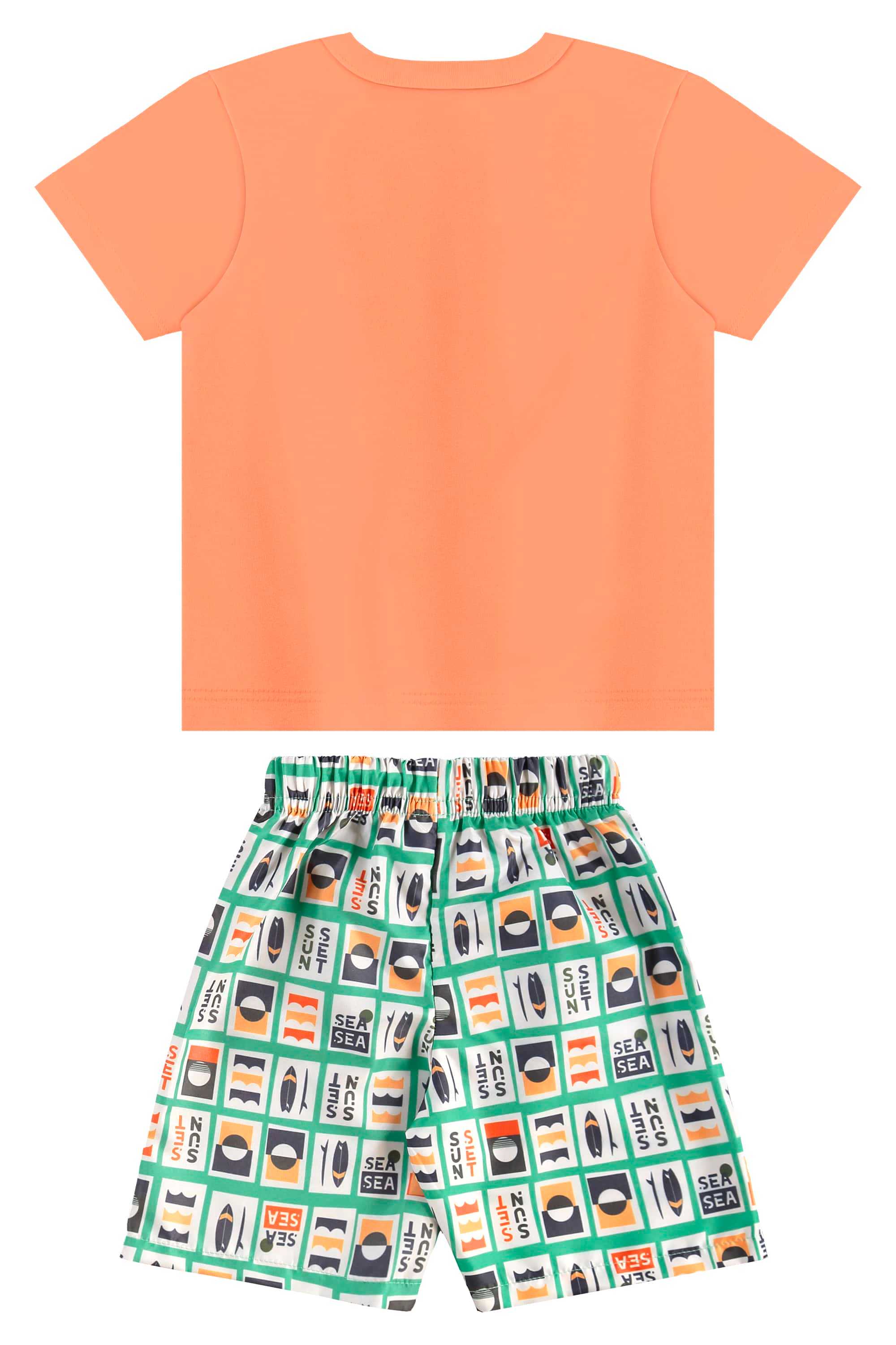Conjunto Estampado com Camiseta e Bermuda para Menino (Laranja) Bee Loop - Imagem 28