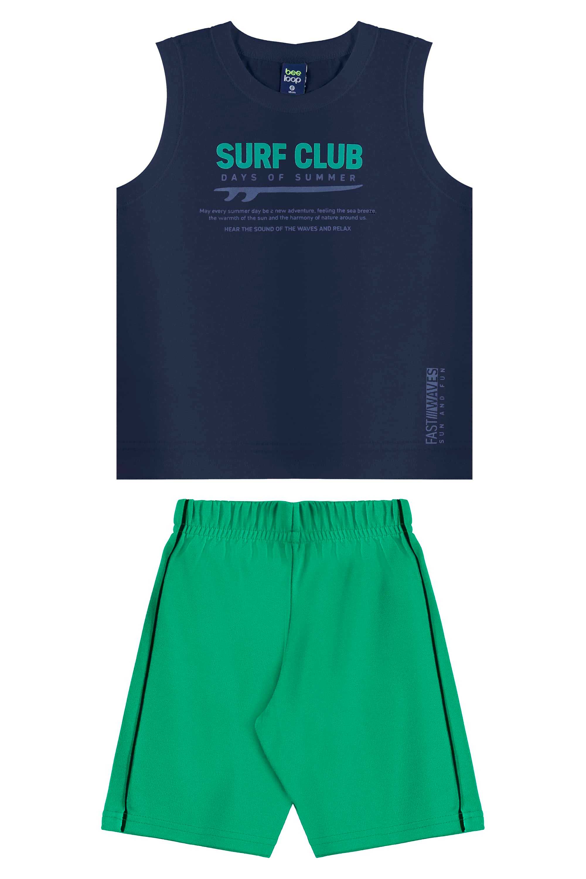 Conjunto com Regata Estampada e Bermuda para Menino (Azul Marinho) Bee Loop - Imagem 13