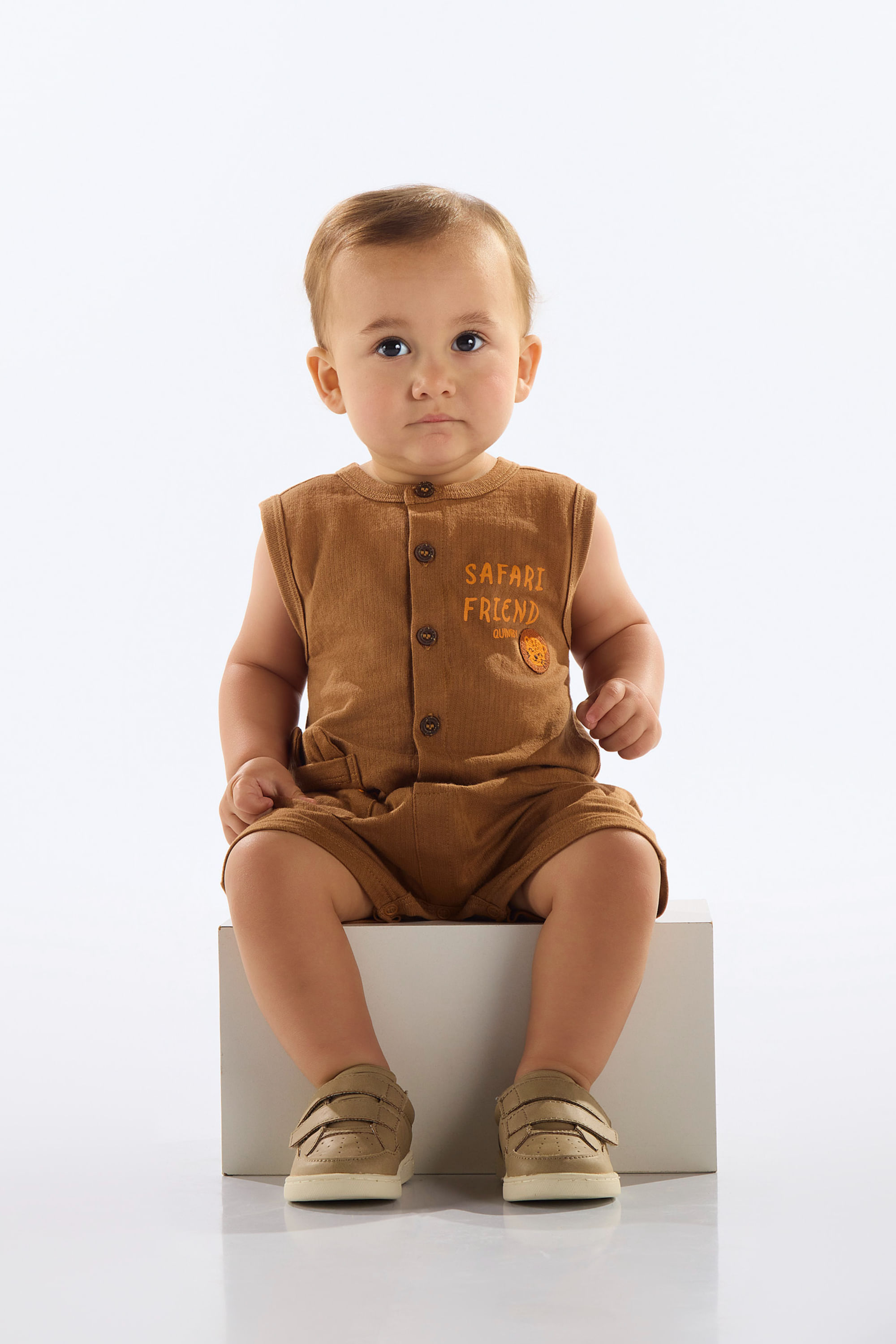 Macaquinho para Bebê Menino em Malhão Rustic (Marrom) Quimby