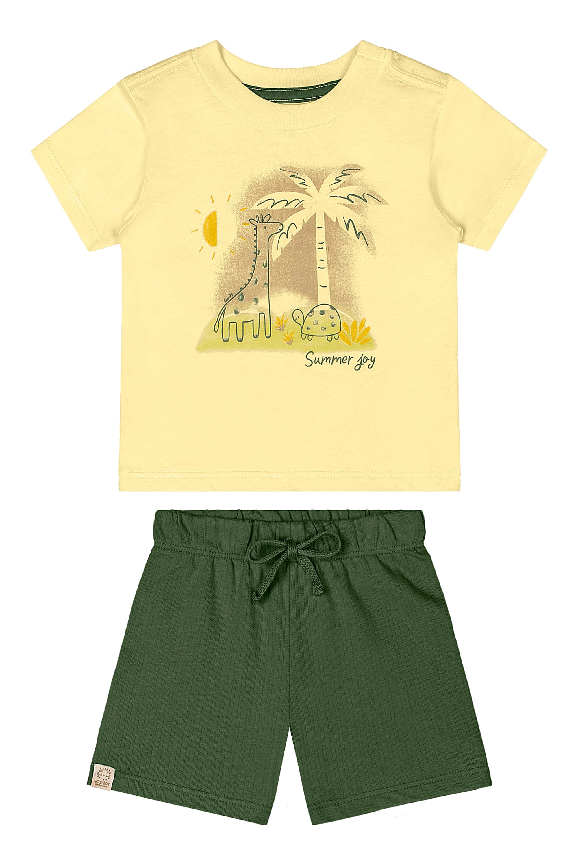 Conjunto Camiseta e Bermuda para Bebê (Amarelo Claro) Quimby