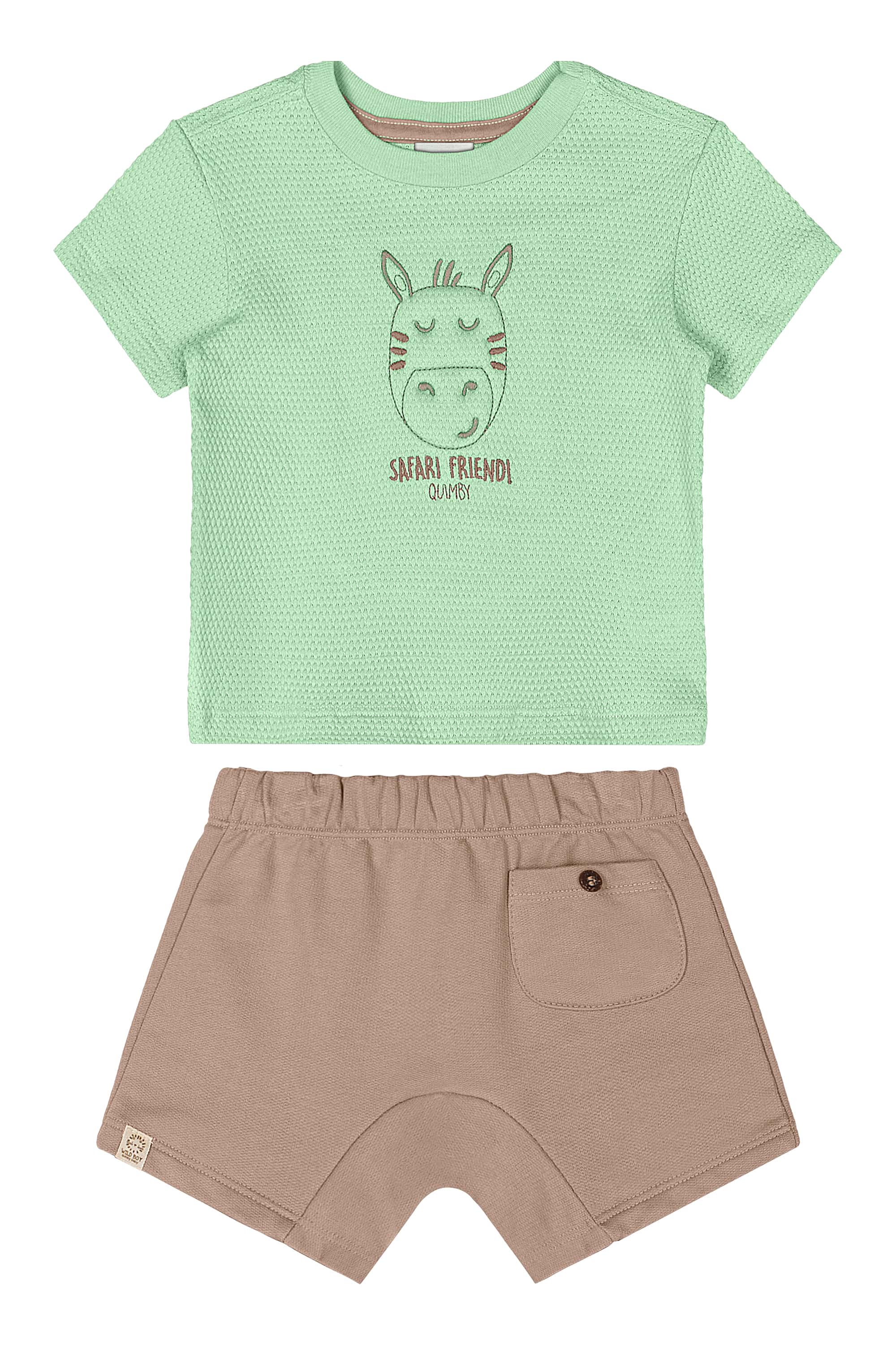 Conjunto Bebê Menino com Camiseta e Bermuda (Verde) Quimby