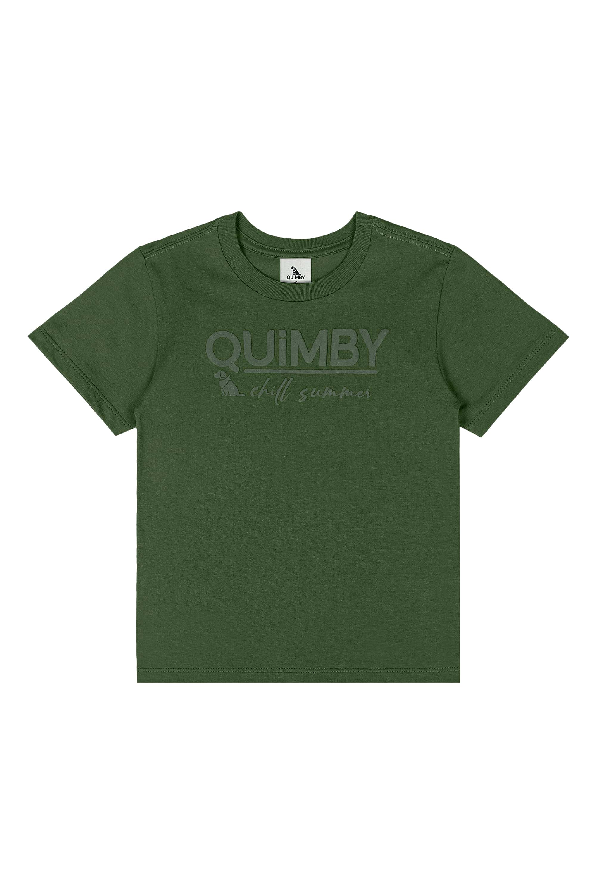 Camiseta Infantil Masculina Chill Summer em Meia Malha (Verde Escuro) Quimby - Imagem 2
