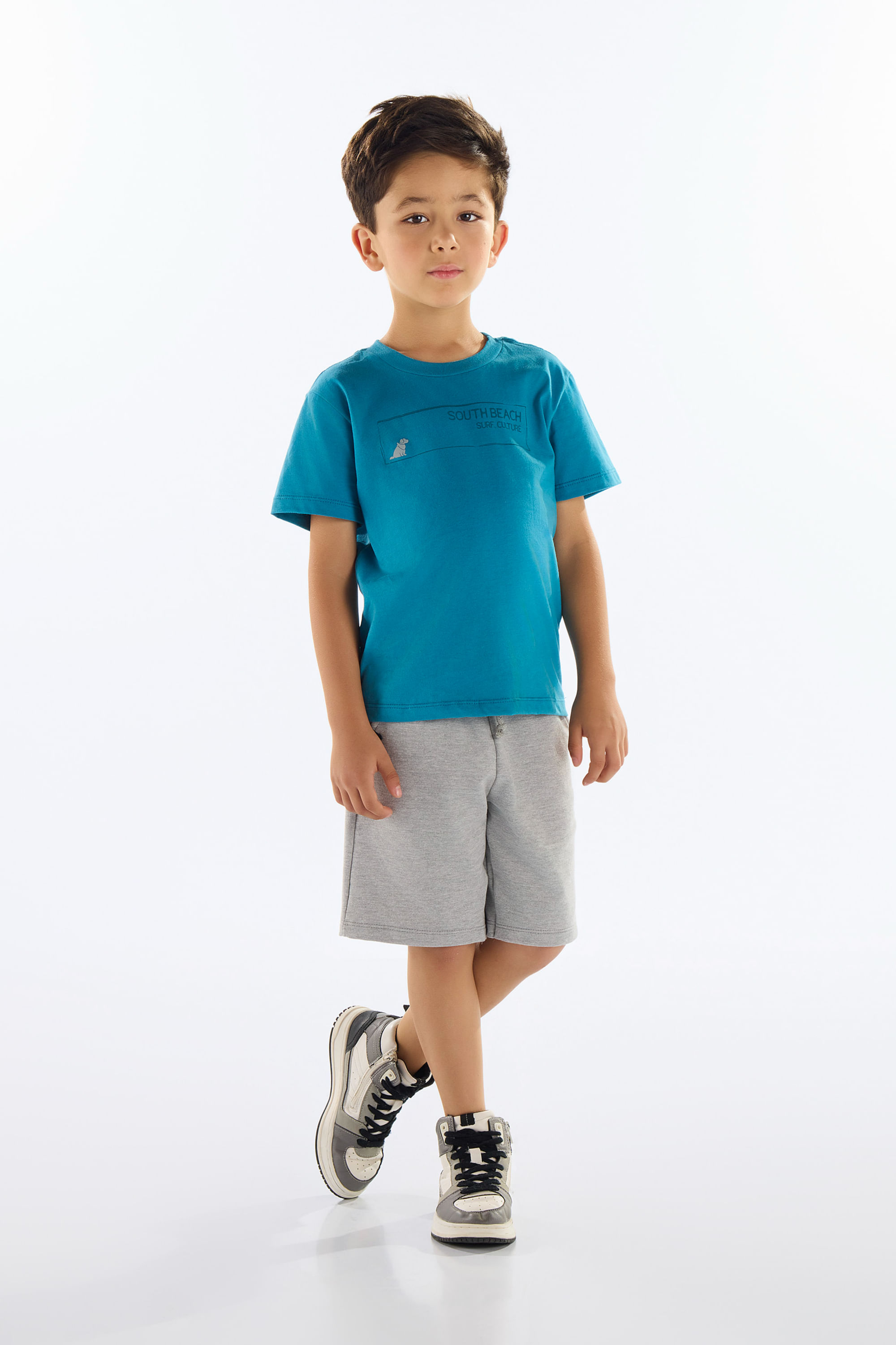 Conjunto Menino com Camiseta e Bermuda (Azul) Quimby