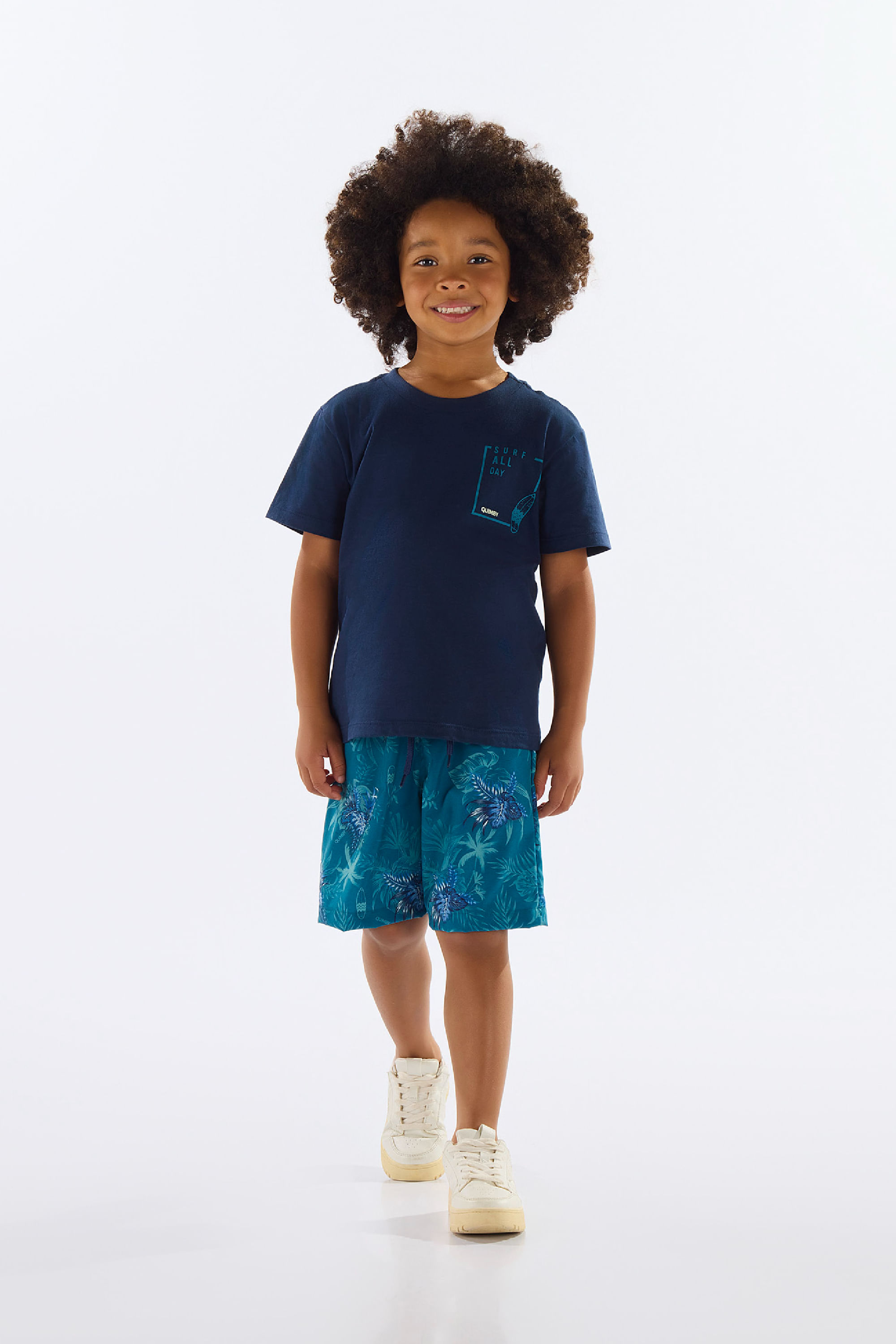 Conjunto Camiseta e Bermuda Infantil (Azul Marinho) Quimby