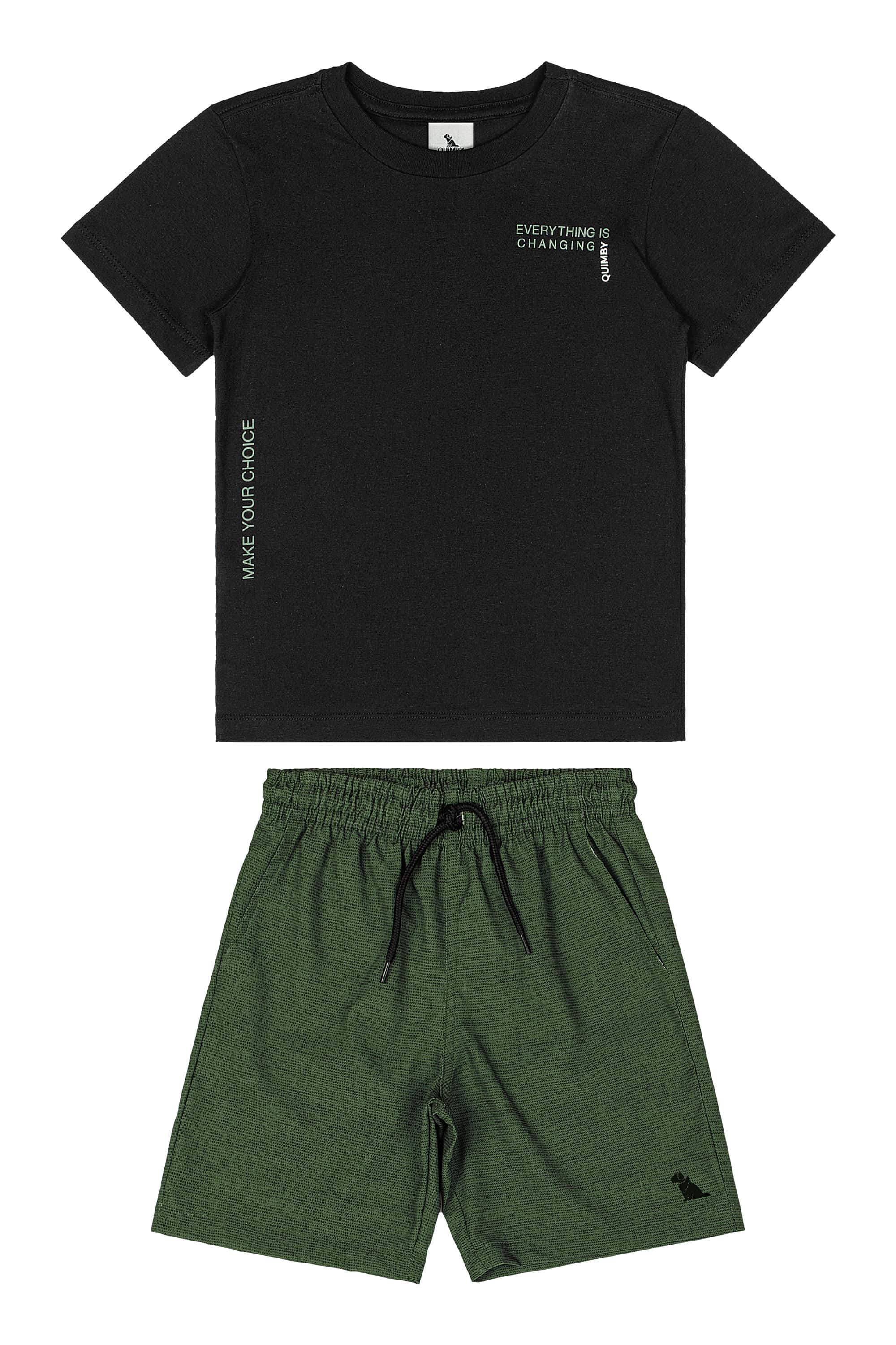 Conjunto Infantil com Camiseta e Bermuda (Preto) Quimby - Imagem 37
