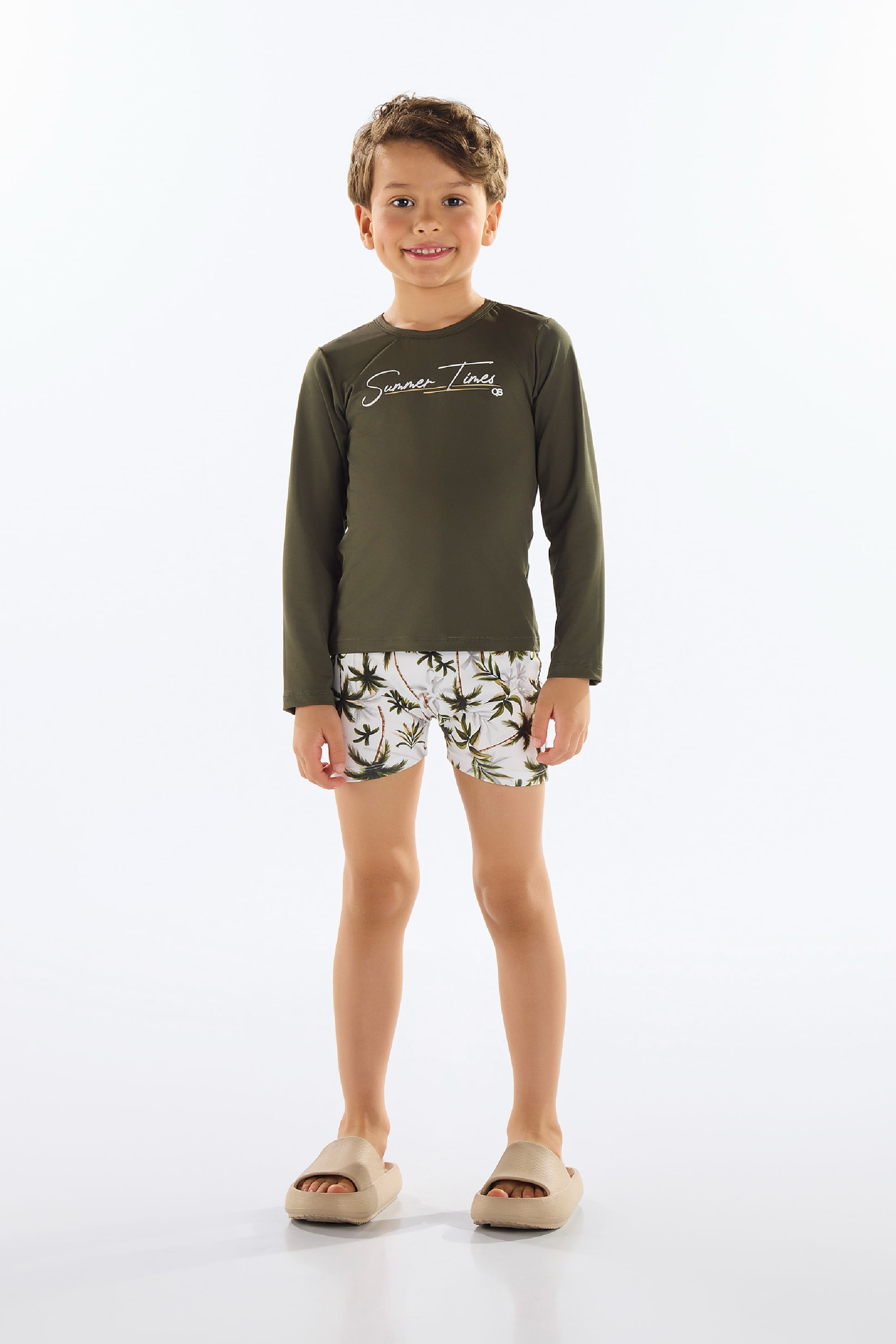 Conjunto Infantil Camiseta e Sunga FPS +50 UV DRY (Verde) Quimby