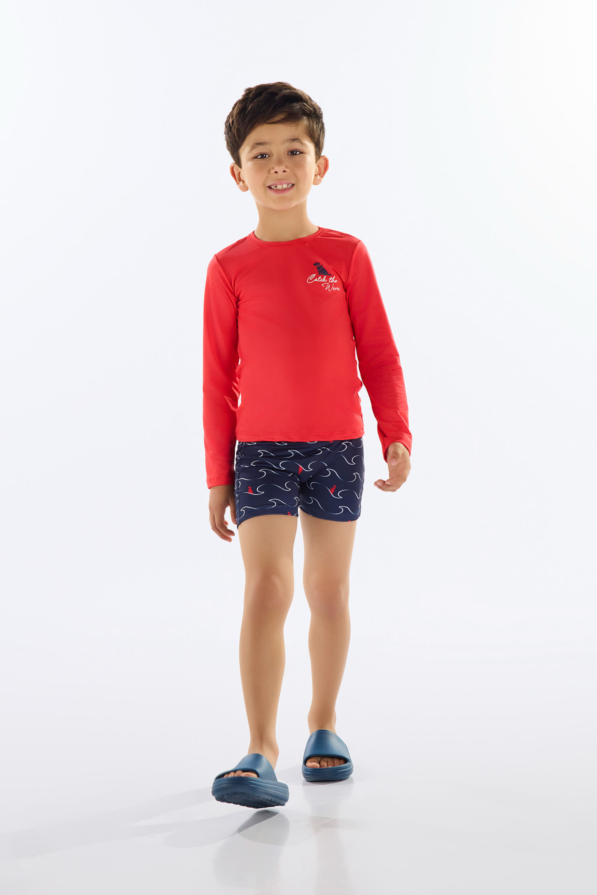 Conjunto Infantil Camiseta e Sunga FPS +50 UV DRY (Vermelho) Quimby