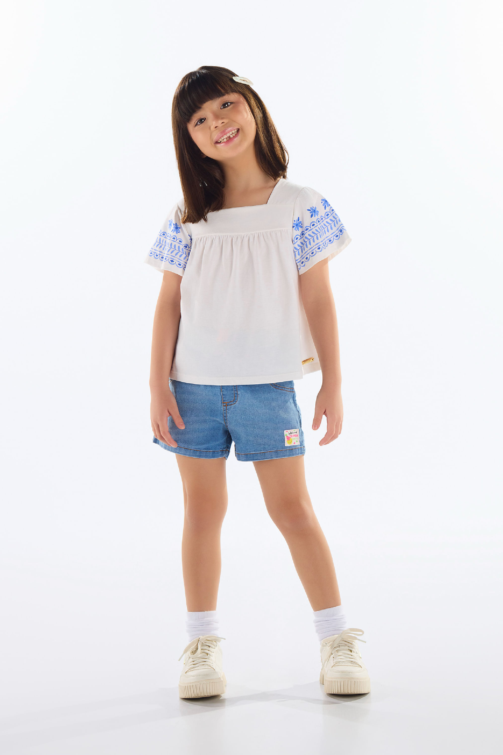 Bata em Meia Malha Infantil Feminina (Off White) Quimby - Imagem 5