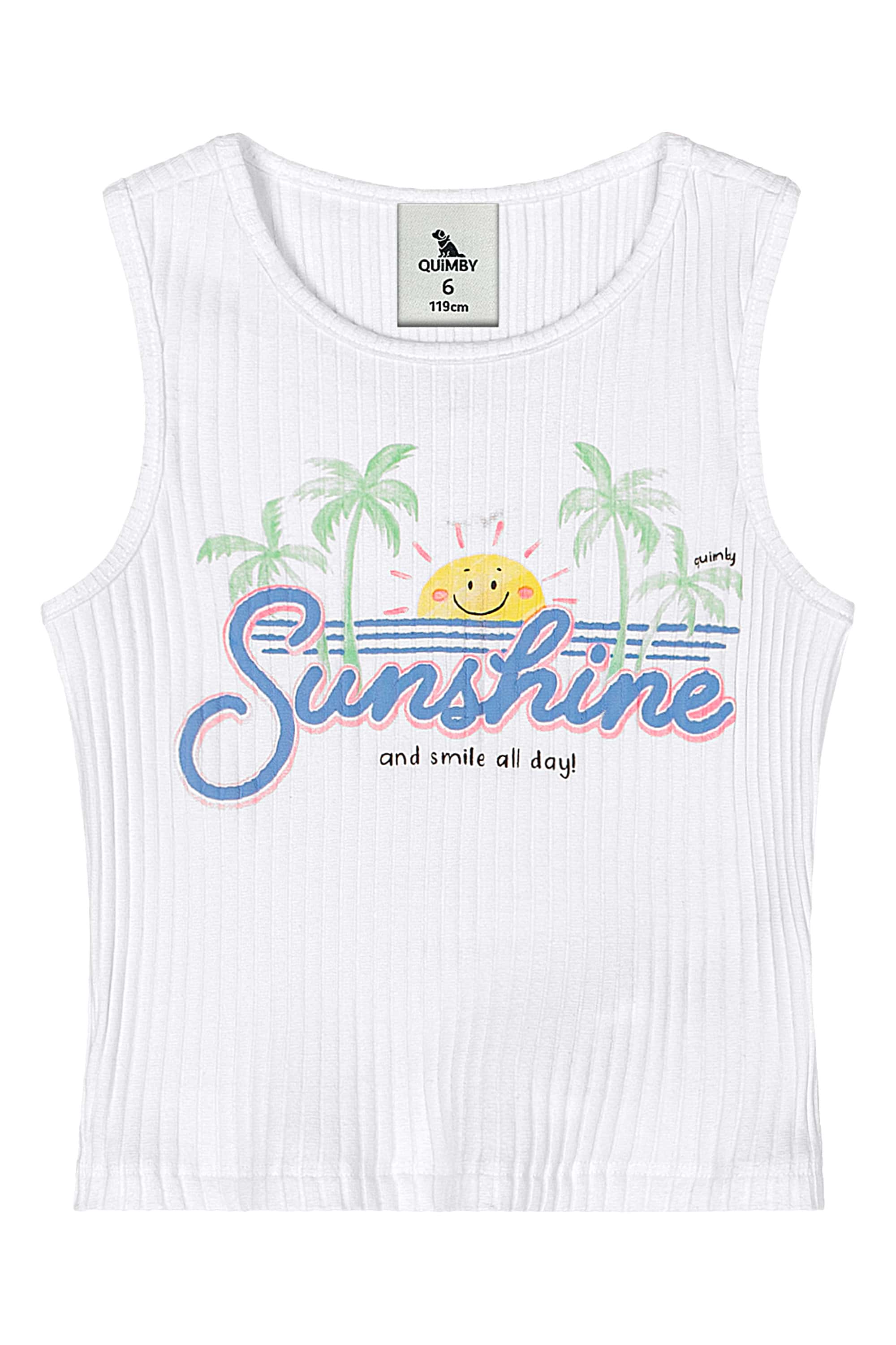 Conjunto Infantil com Cropped e Short Listrado (Branco) Quimby - Imagem 3
