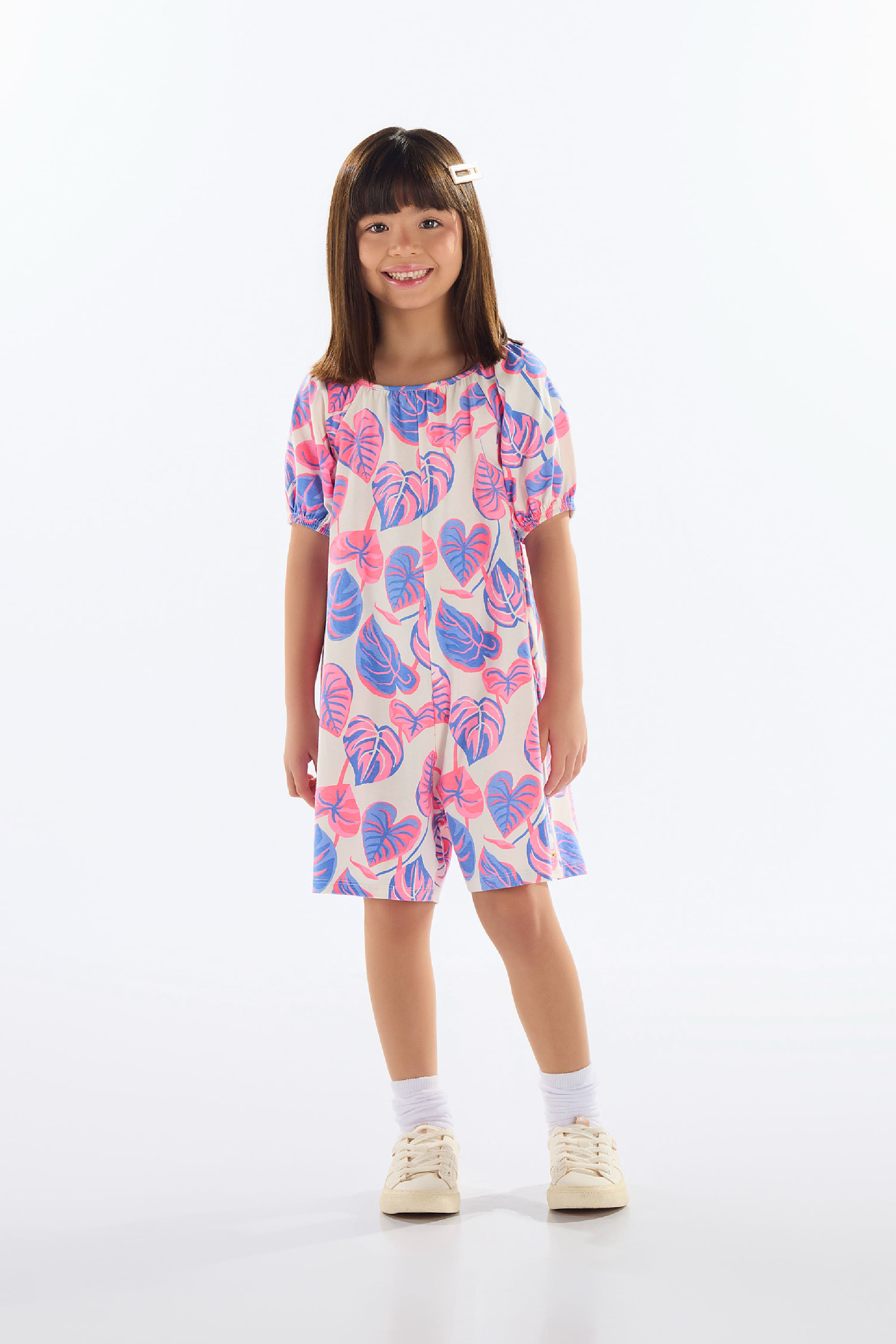 Macaquinho Infantil Estampado para Menina (Roxo) Quimby