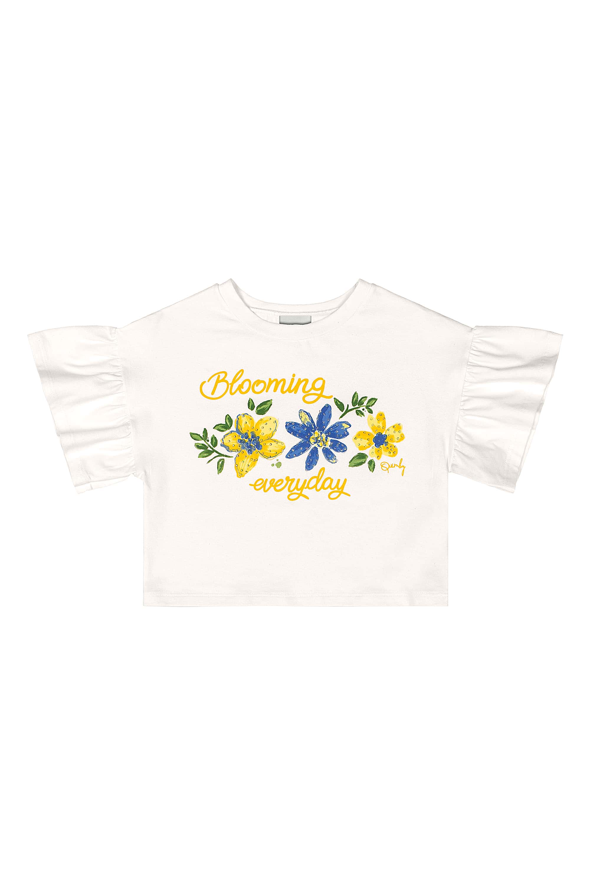 Conjunto Infantil com Blusa e Short Floral (Off White) Quimby - Imagem 3
