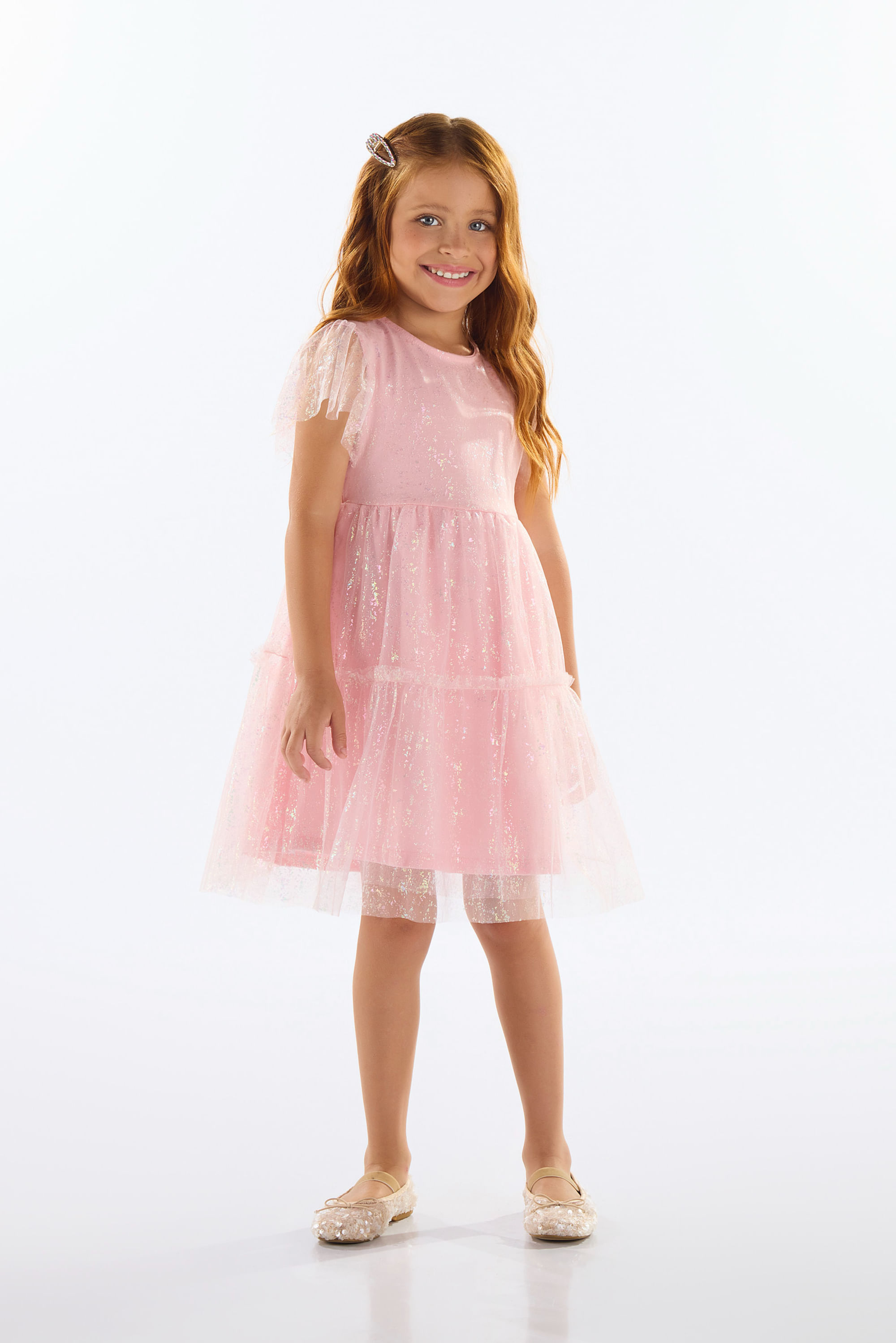 Vestido Infantil em Tule com Forro (Rosa) Quimby