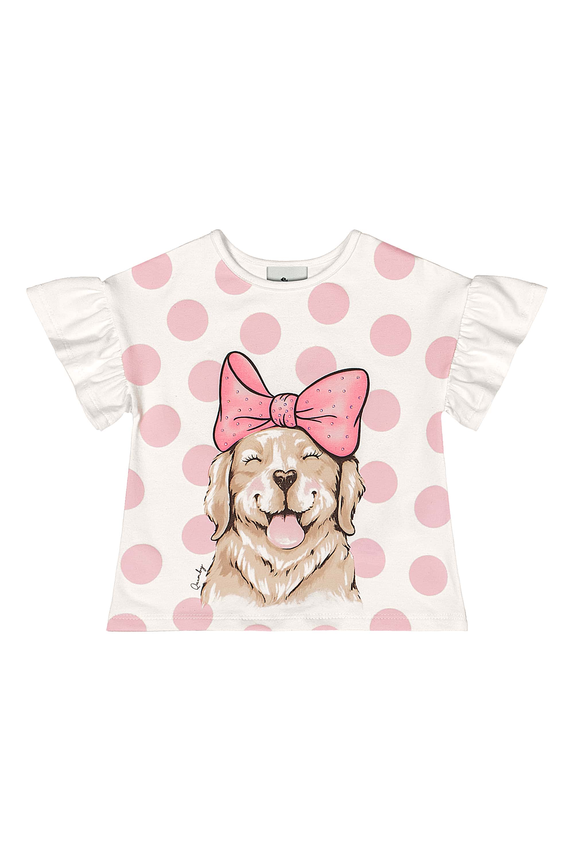 Conjunto Bebê com Blusa e Bermuda Ciclista (Rosa) Quimby - Imagem 3